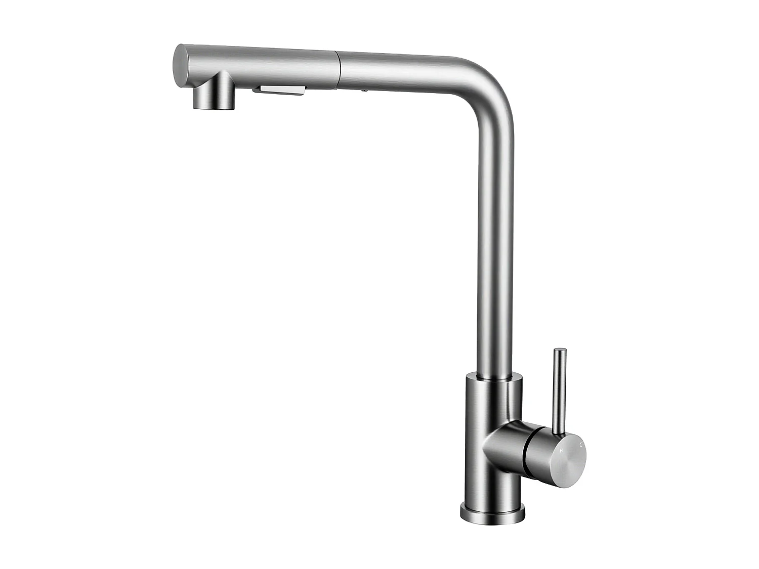 Robinet de Cuisine Haute Pression 304 Inox Douche Extractible 360° 2 Fonctions Spray Finition Brossée
