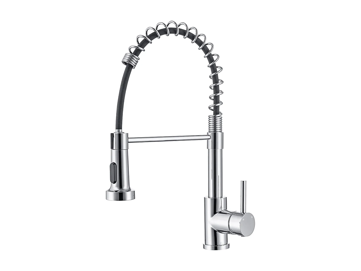 Robinet de Cuisine Haute Pression Mitigeur Amovible 360° Rotatif Ressort Spiralé Finition Chromée