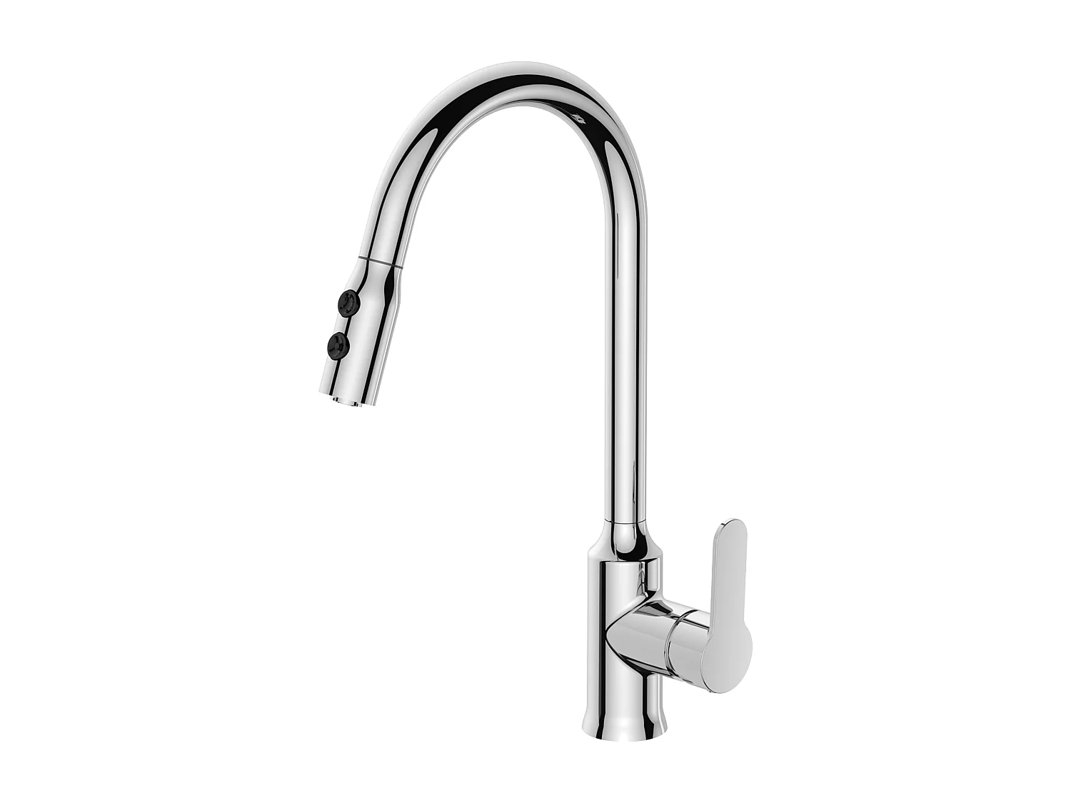 Robinet de cuisine extensible en zinc alliage avec âme en laiton, mitigeur monocommande chromé