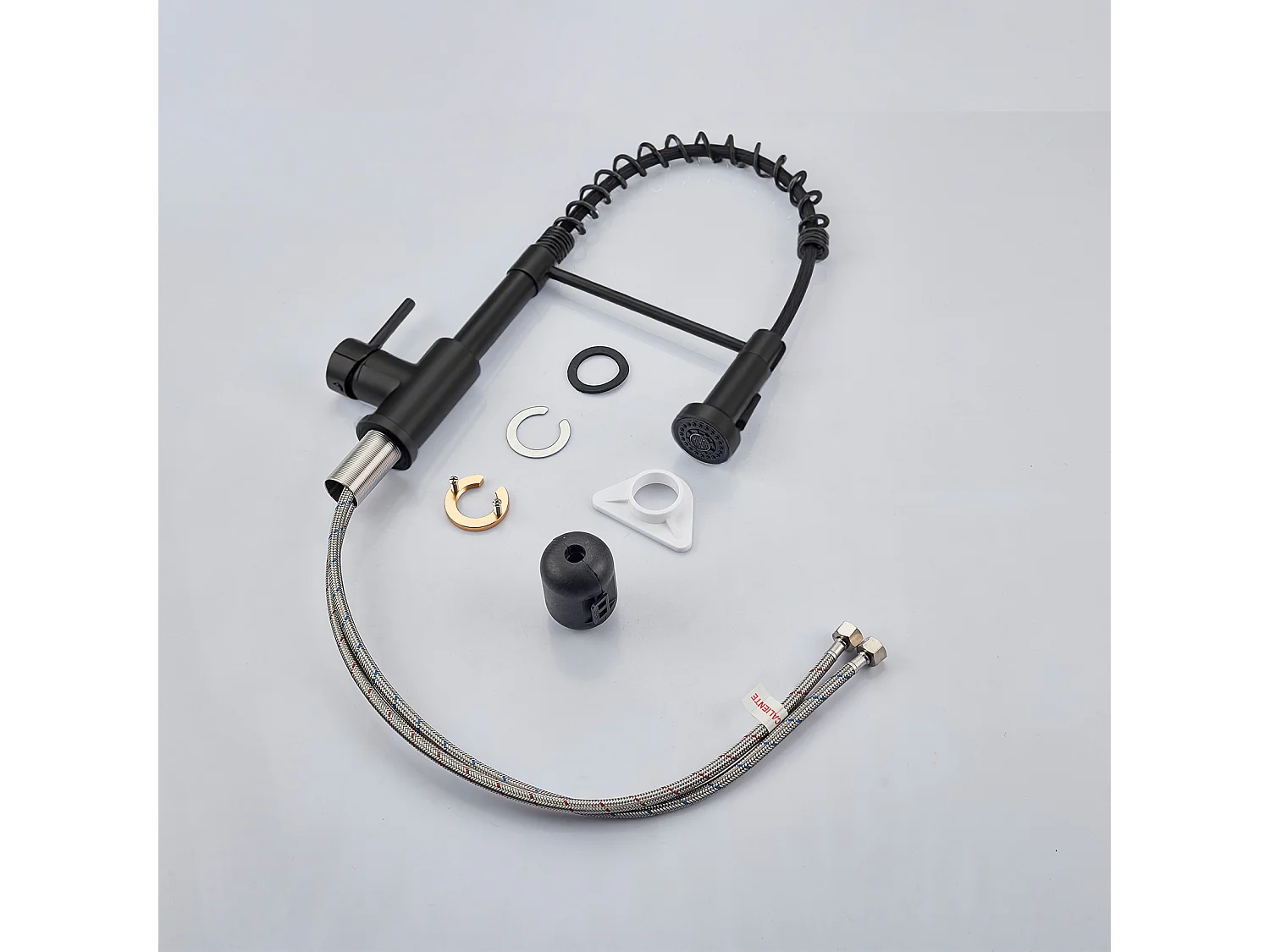 Robinet de Cuisine Haute Pression Mitigeur Amovible 360° Rotatif Ressort Spiralé Finition Noire Mate