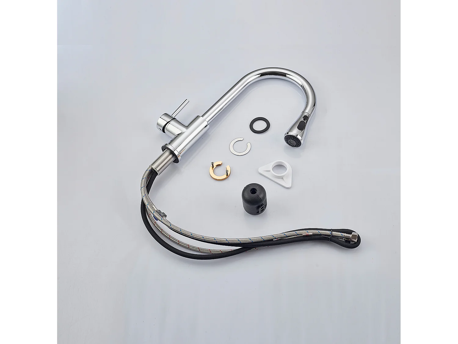 Robinet de Cuisine 2 Modes Débit Eau Extractible 360° Rotatif Mitigeur Monocommande Finition Chromée