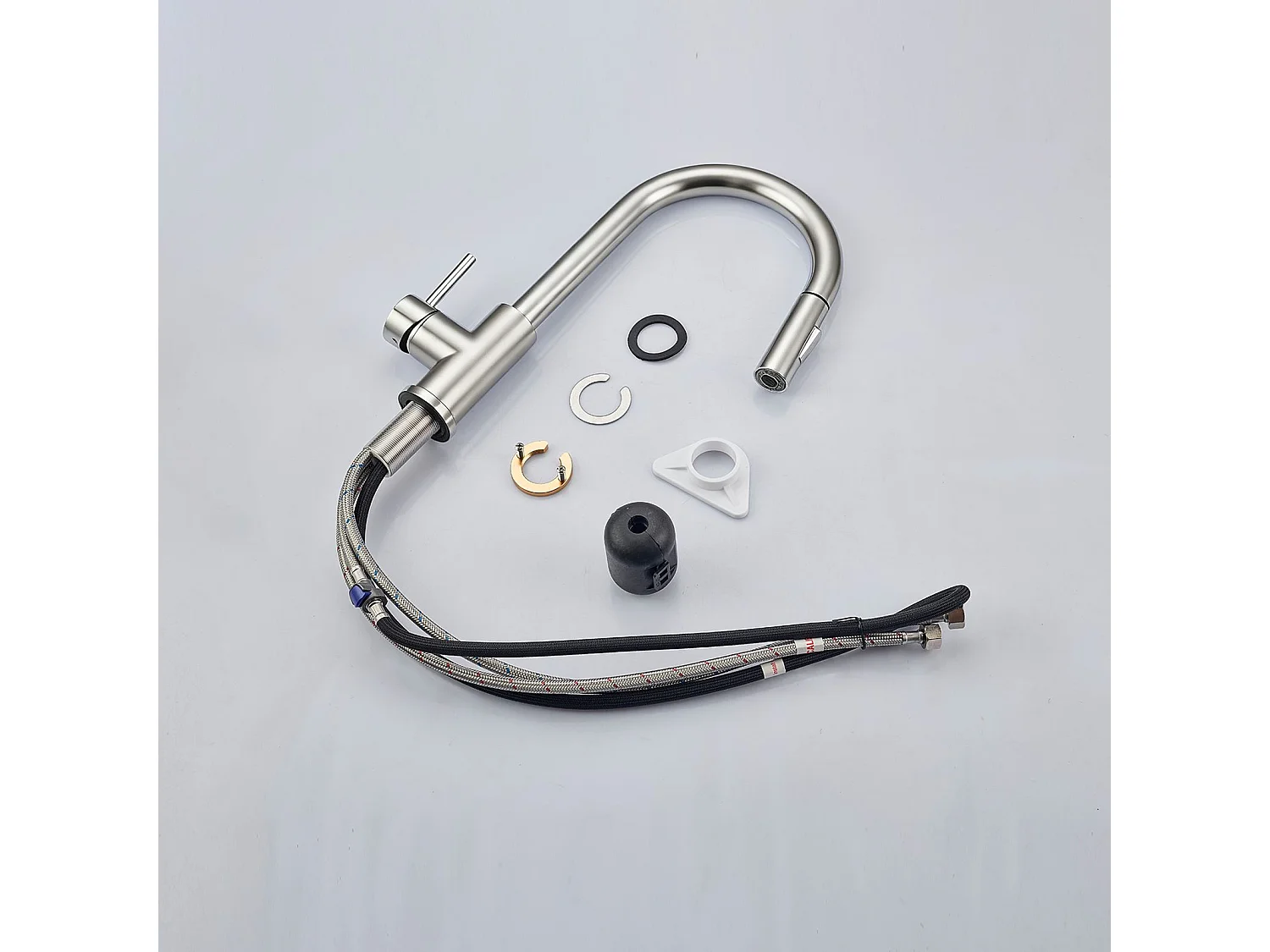 Robinet de Cuisine à Douche Colonne 2 Modes Débit Eau Extractible 360° Rotatif Monocommande Finition Brossée