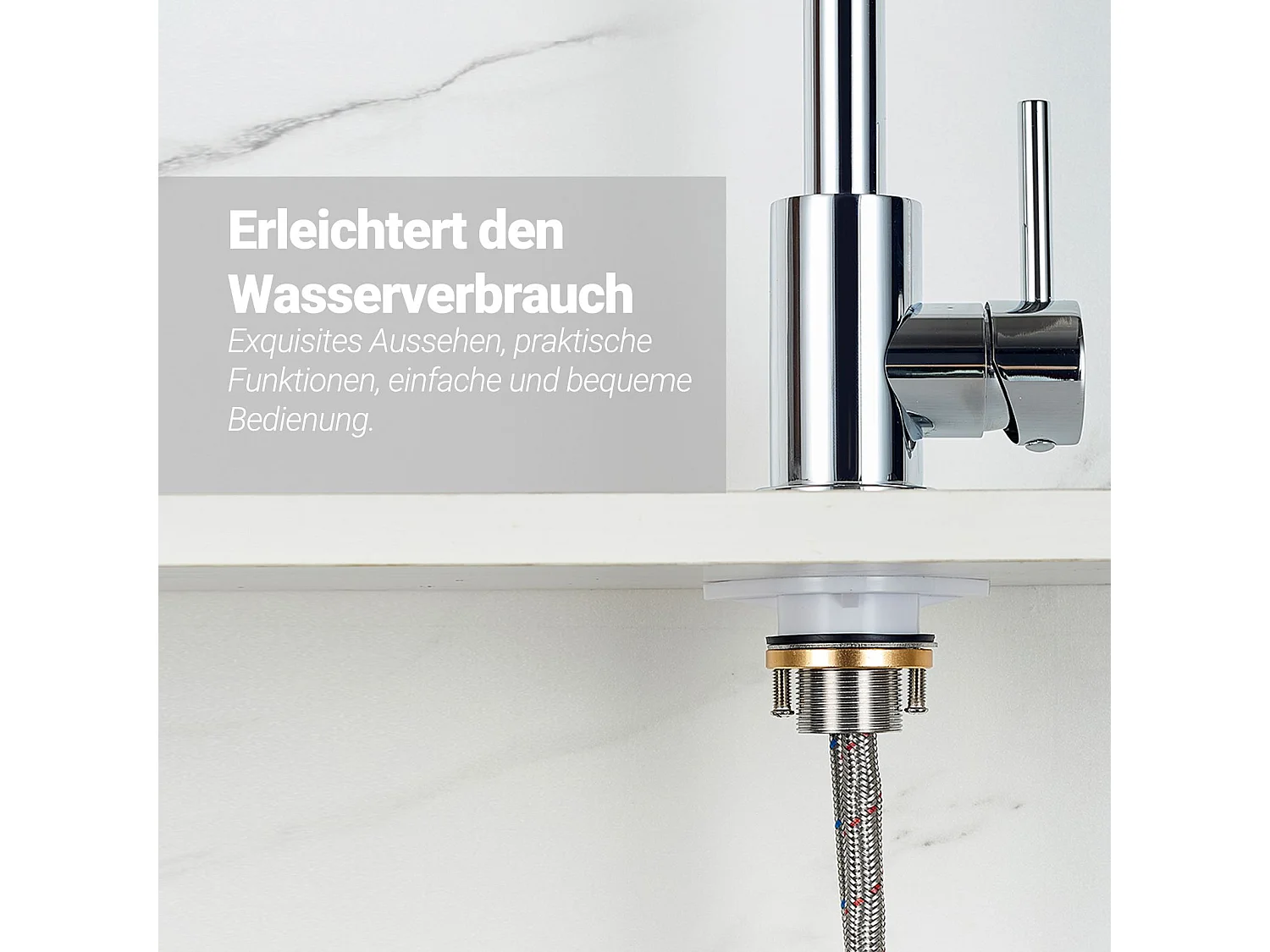Robinet de Cuisine Chromé Économe en Eau Rotatif à 360°, Design Résistant à la Haute Pression Fabriqué en Acier Inoxydable 304