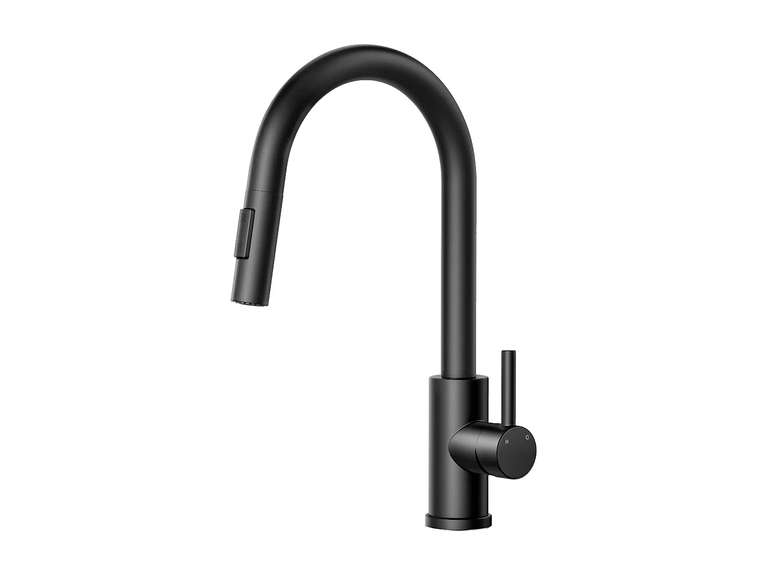 Robinet de Cuisine à Douche Colonne 2 Modes Débit Eau Extractible 360° Rotatif Monocommande Finition Noire Mate