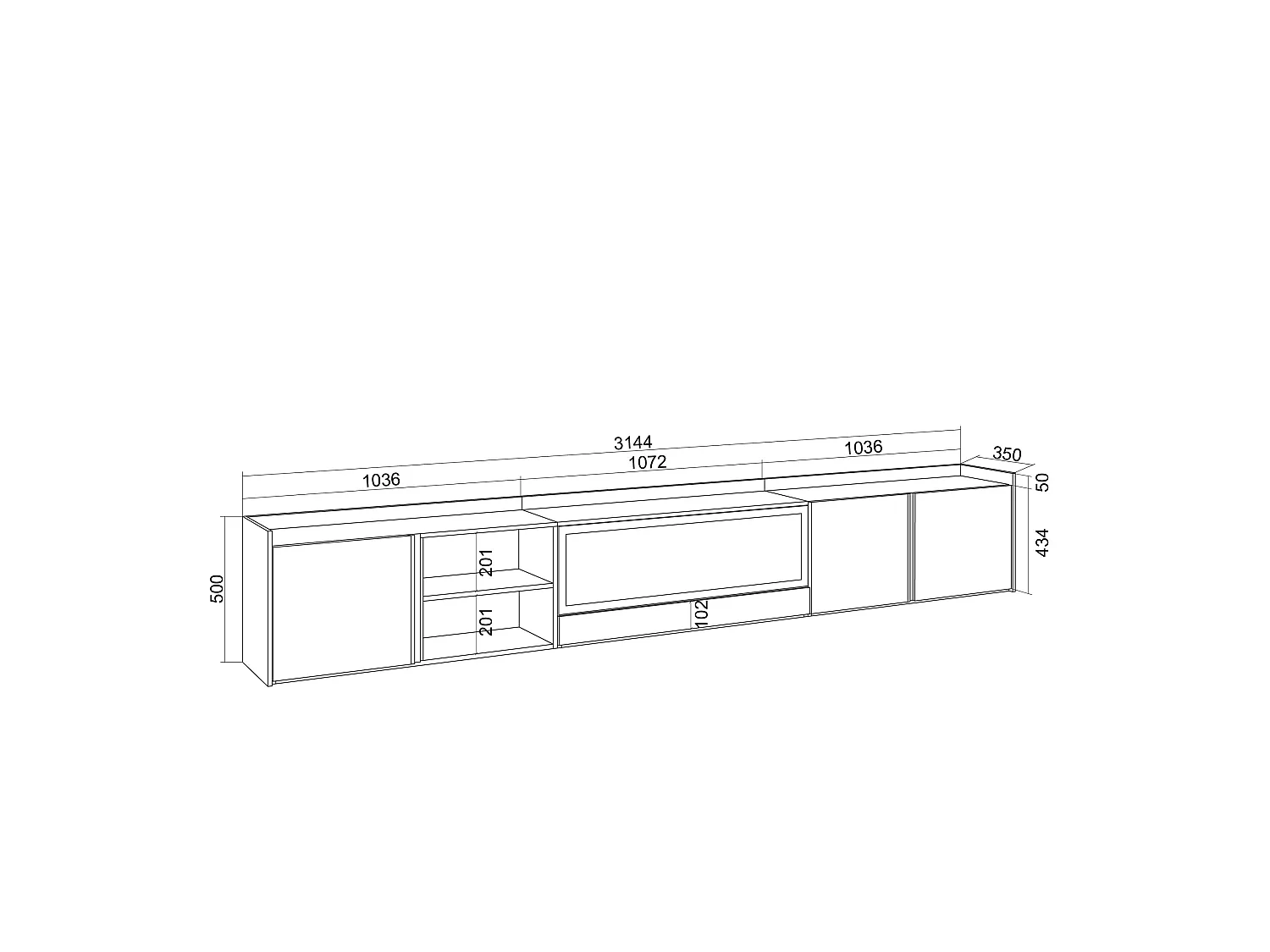 Meuble TV, Banc Télé, 315x50x35 cm, Pour les TV jusqu'à 80", Cheminée électrique XXL, Beige