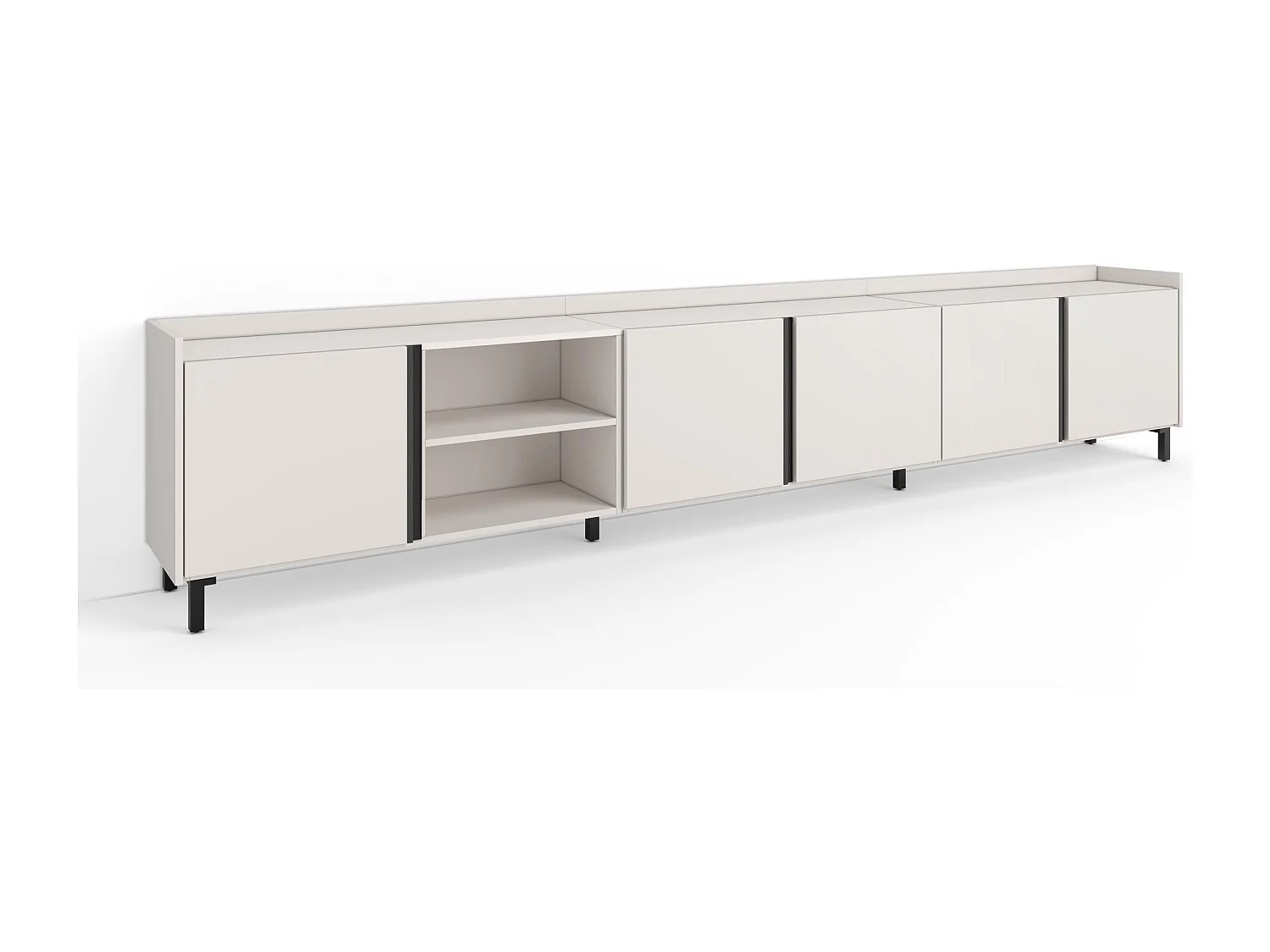 Mueble TV, Televisión, 309x61x35 cm, Para TV hasta 80", Diseño industrial, Beige