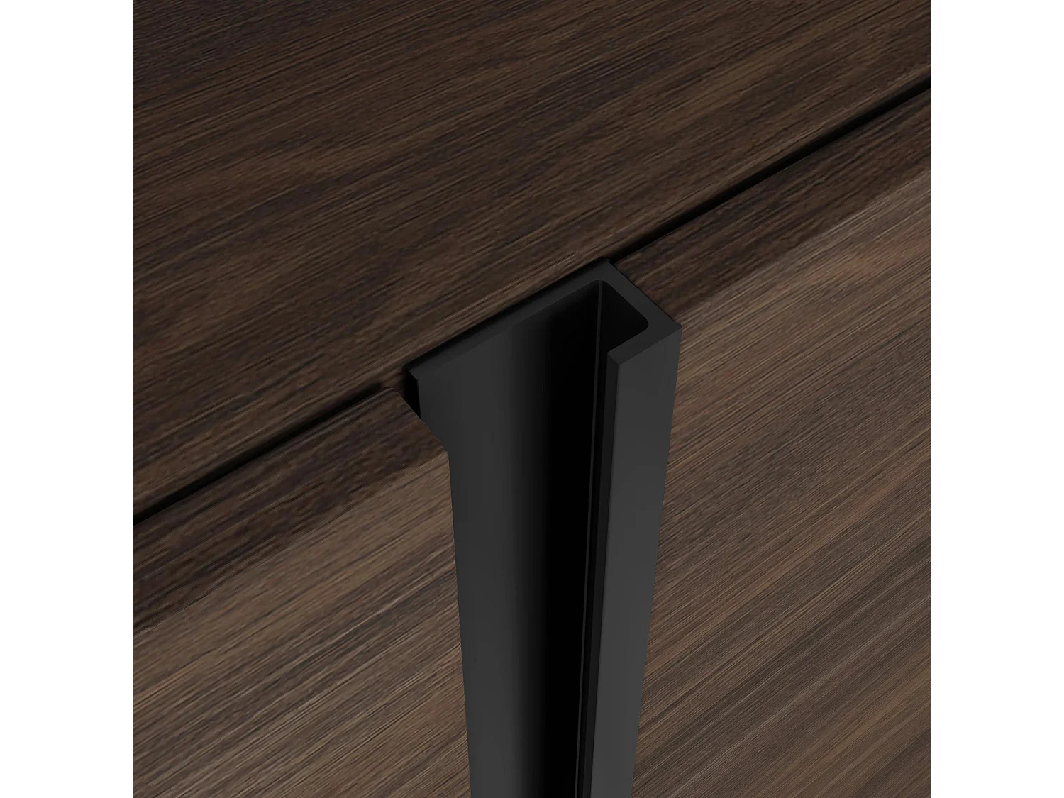 TV-Meubel, Lowboard, 315x50x35 cm, Voor tv's tot 80", Elektrische haard XXL, Donkere eik en Zwart