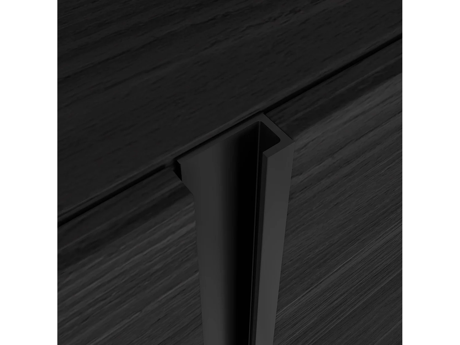 TV-Schrank, Lowboard, 315x50x35 cm, Für TV-Geräte bis zu 80", Elektrokamin XXL, LED, Schwarz Eiche