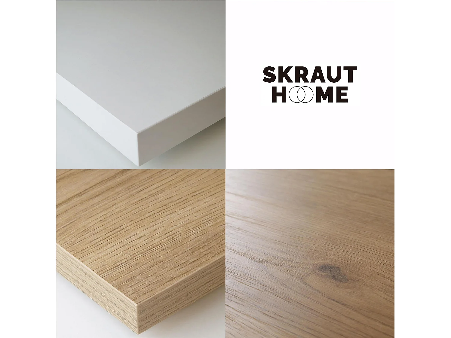 TV-Meubel, Lowboard, 207x50x35 cm, Voor tv's tot 80", Hangend, Wit en Eiken soft