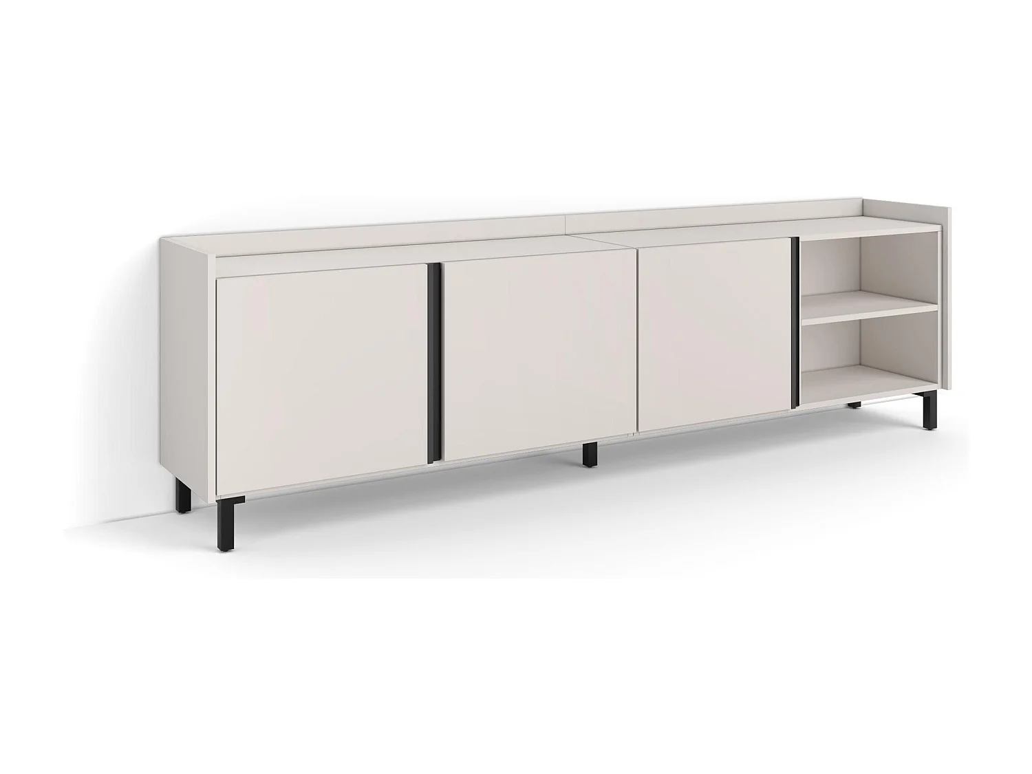 Mueble TV, Televisión, 207x61x35 cm, Para TV hasta 80", Diseño industrial, Beige