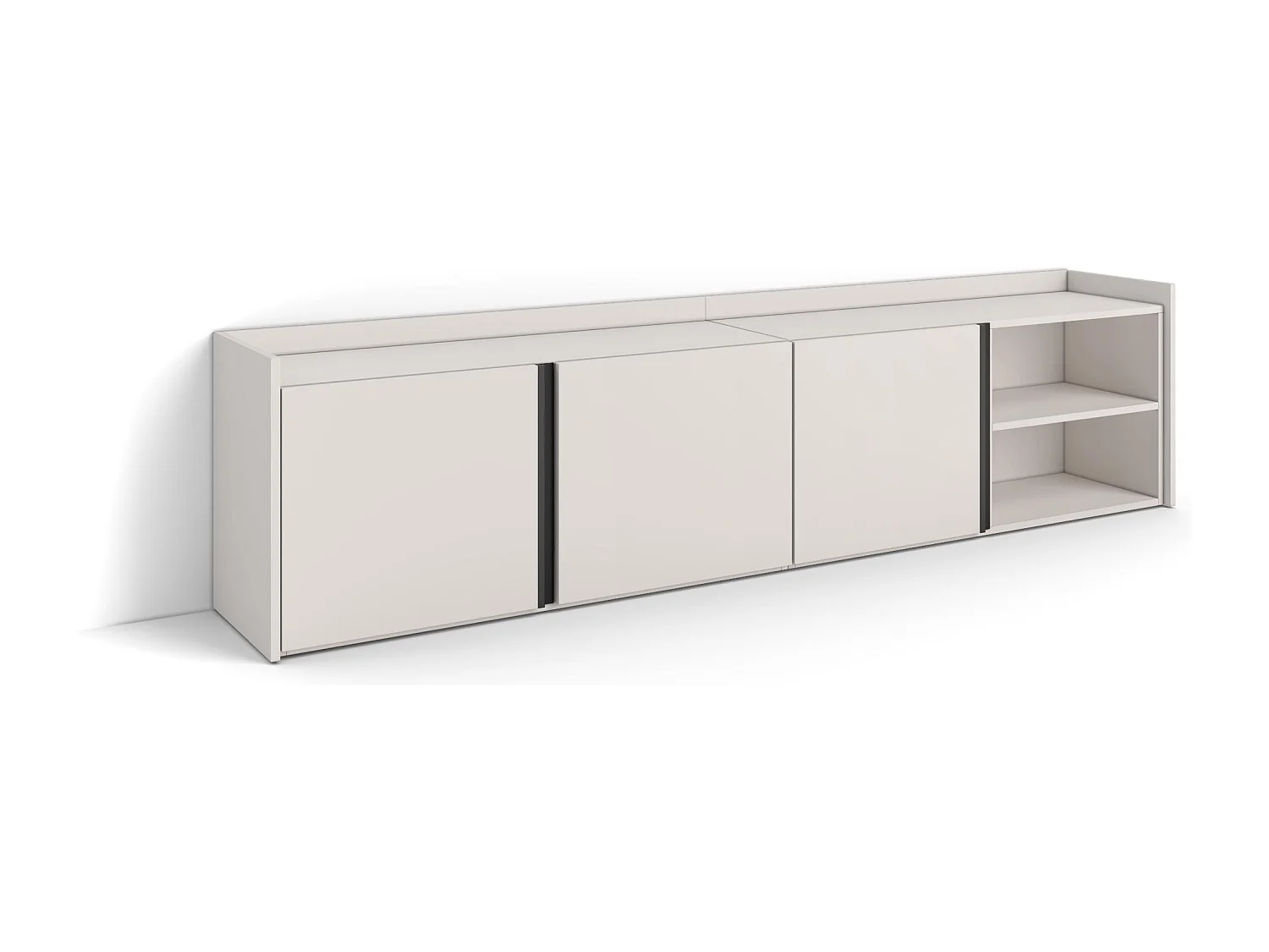 Mueble TV, Televisión, 207x50x35 cm, Para TV hasta 80", Con almacenamiento, Beige