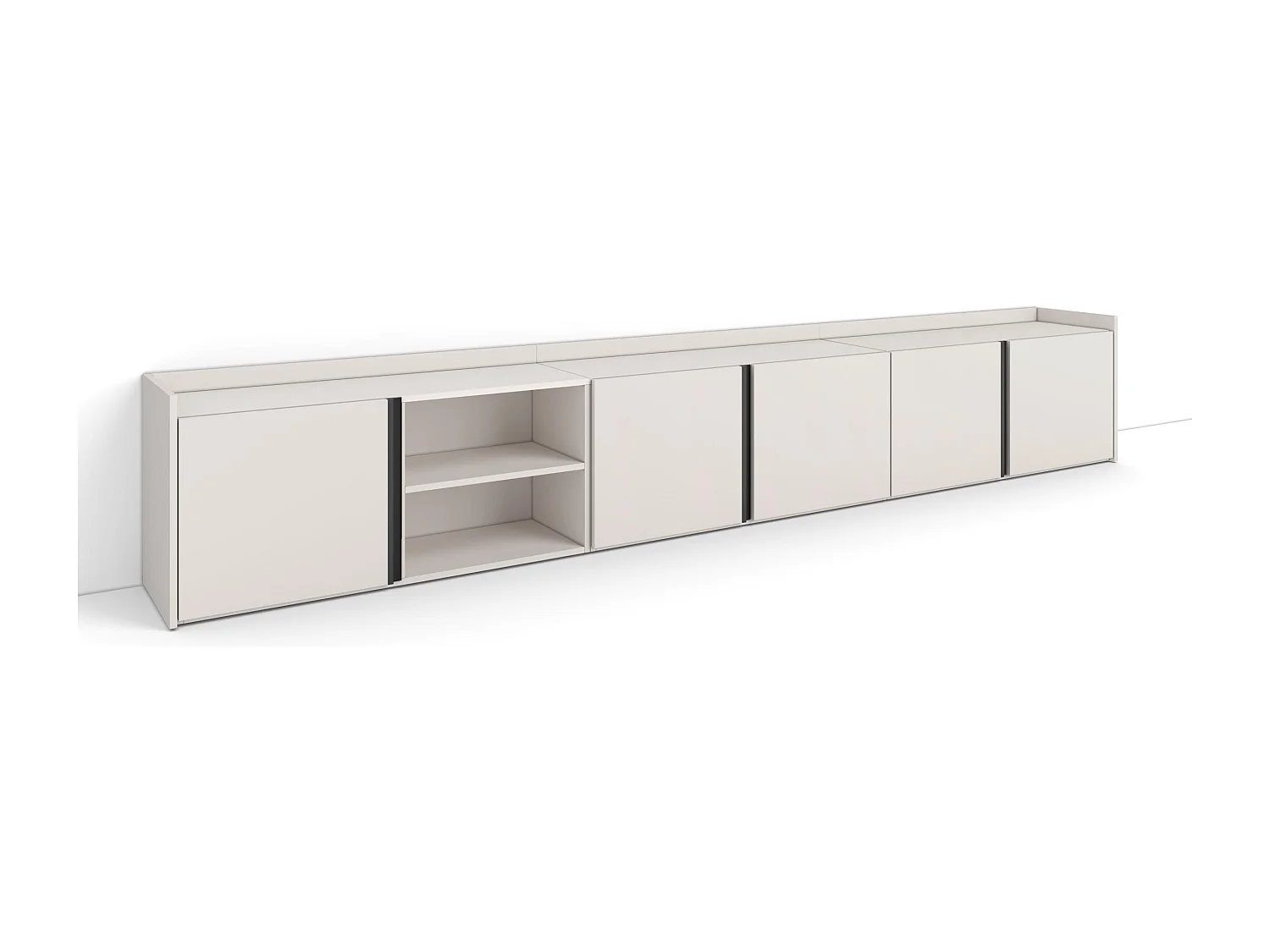 Meuble TV, Banc Télé, 309x50x35 cm, Pour les TV jusqu'à 80", Meubles de salon, Beige