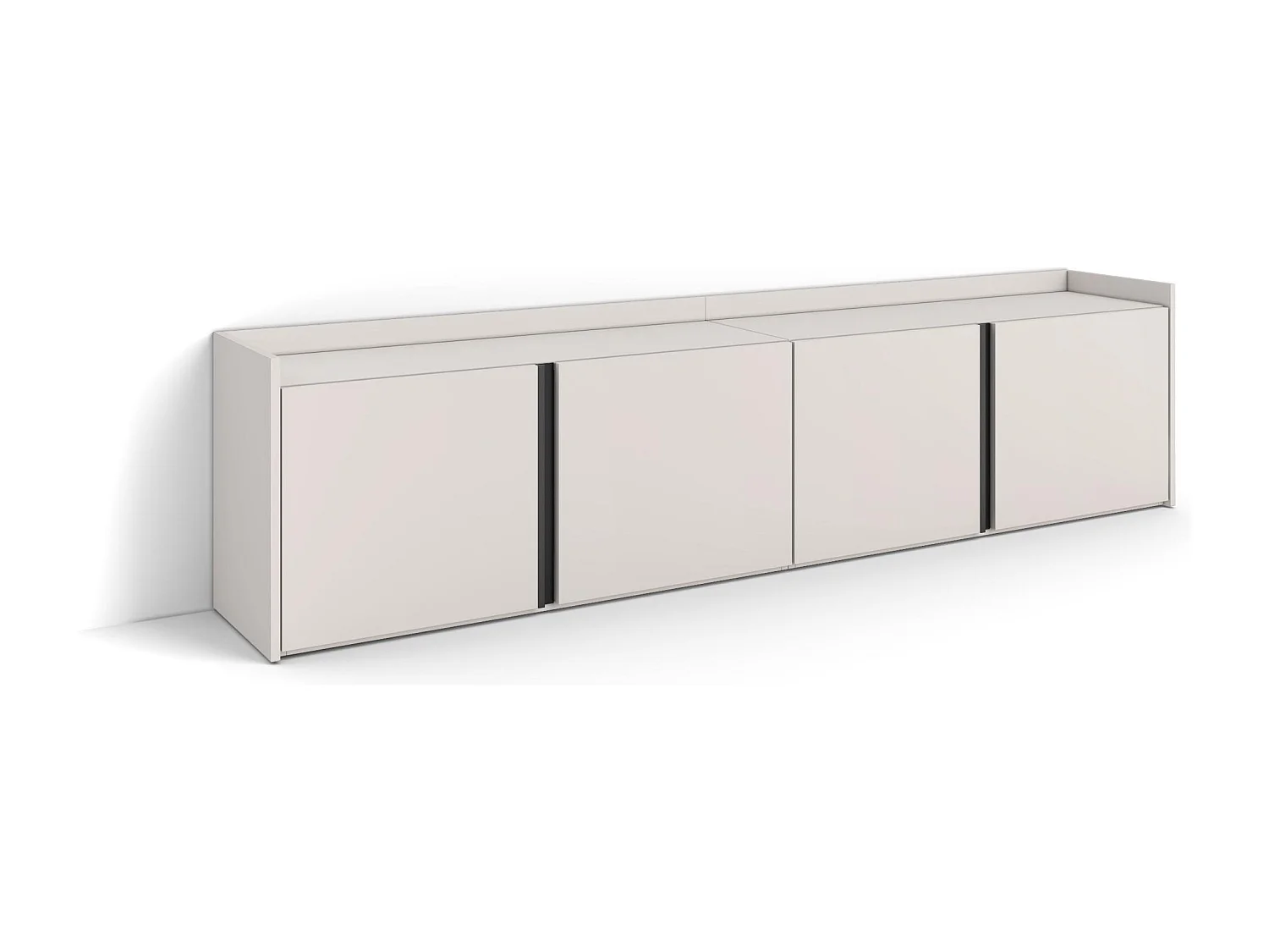 TV-Schrank, Lowboard, 207x50x35 cm, Für TV-Geräte bis zu 80", Fernsehtisch, Beige