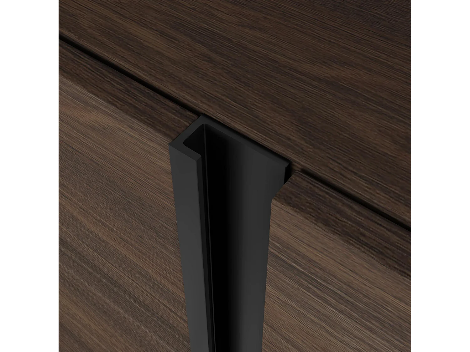 TV-Schrank, Lowboard, 315x50x35 cm, Für TV-Geräte bis zu 80", Elektrokamin XXL, Hängend, Dunkler Eiche und Schwarz