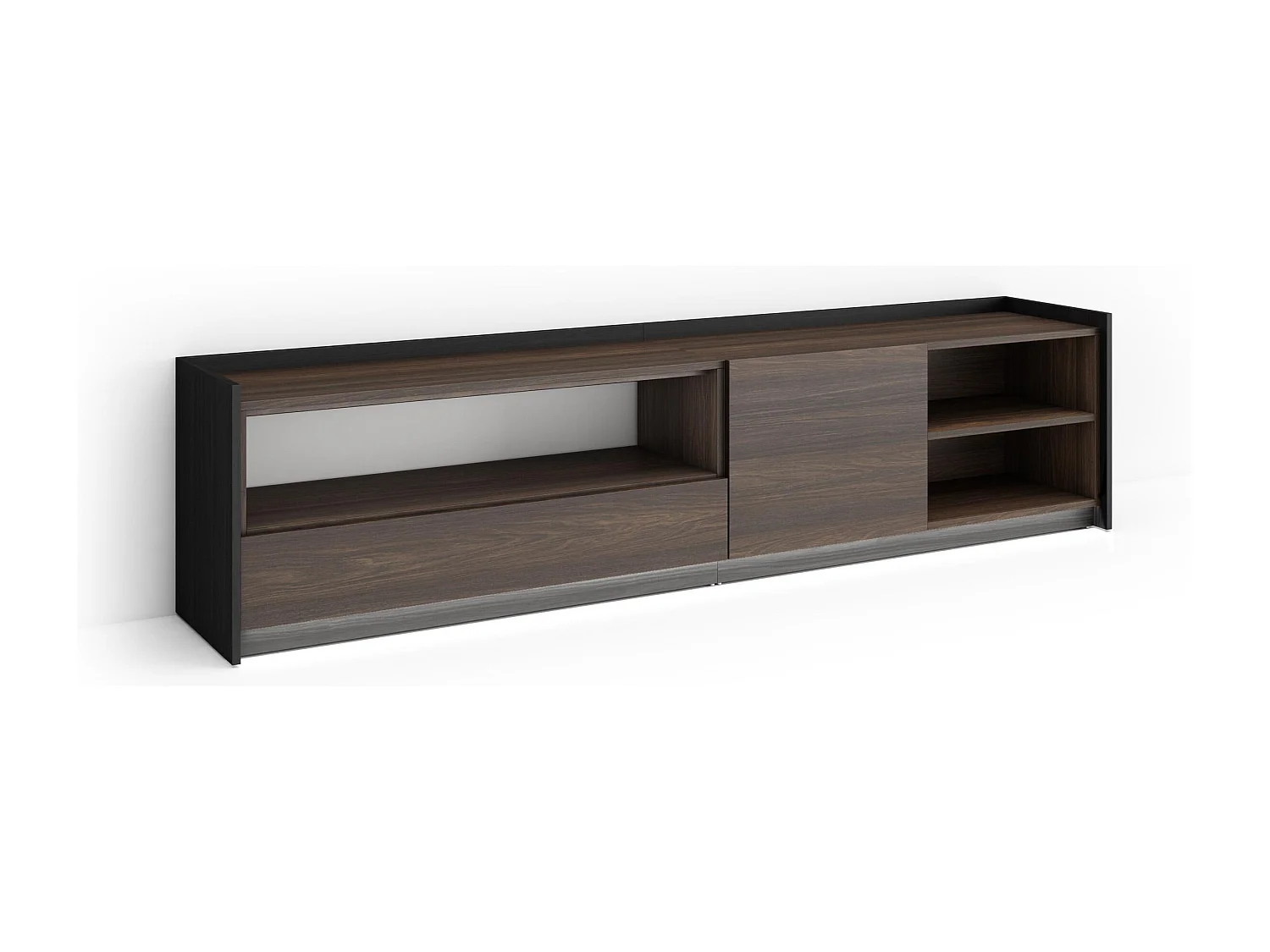 Móvel de TV, 207x50x37 cm, Para televisores até 80", LED, Carvalho escuro e Preto
