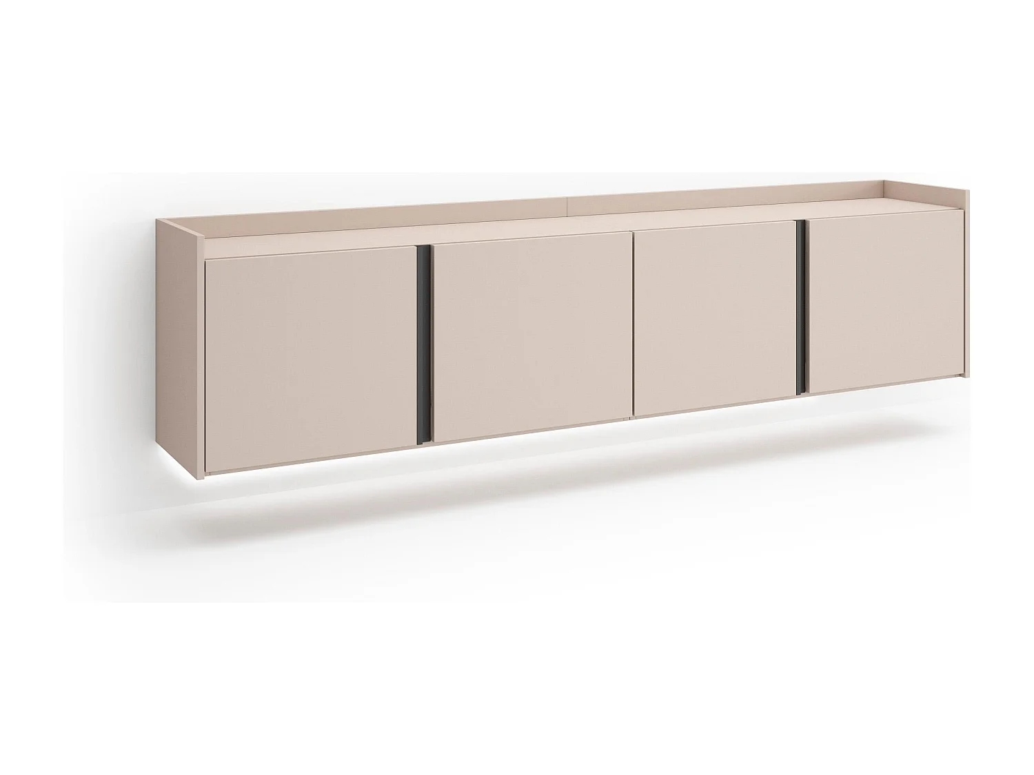 TV-Schrank, Lowboard, 207x50x35 cm, Für TV-Geräte bis zu 80", Hängend, LED, Beige