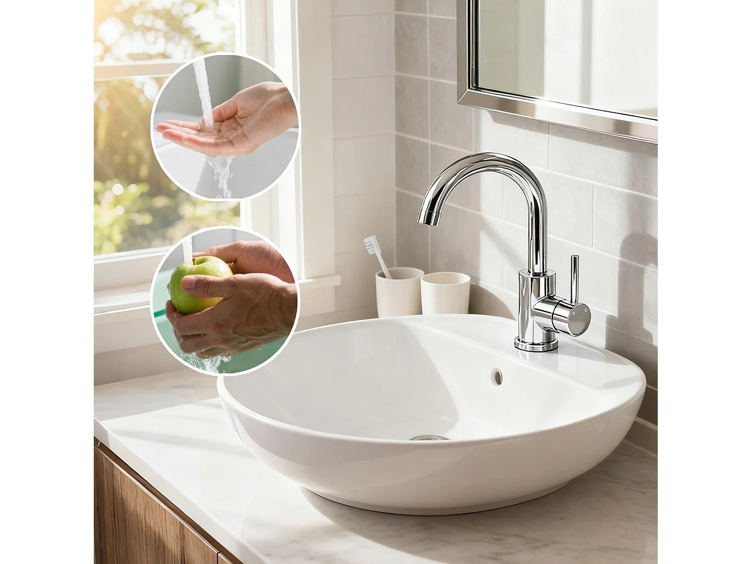 Robinet de Salle de Bain Haut en Acier Inoxydable 304 Robinet Lavabo 158mm de Hauteur, Mitigeur Monocommande Finition Chromée