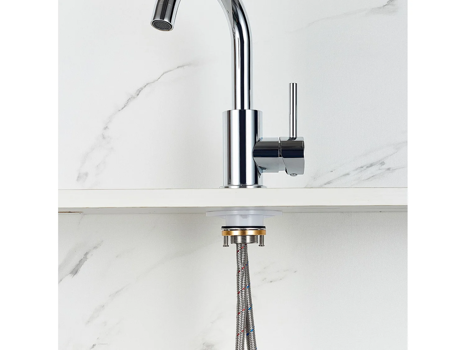 Robinet de Salle de Bain Haut en Acier Inoxydable 304 Robinet Lavabo 158mm de Hauteur, Mitigeur Monocommande Finition Chromée