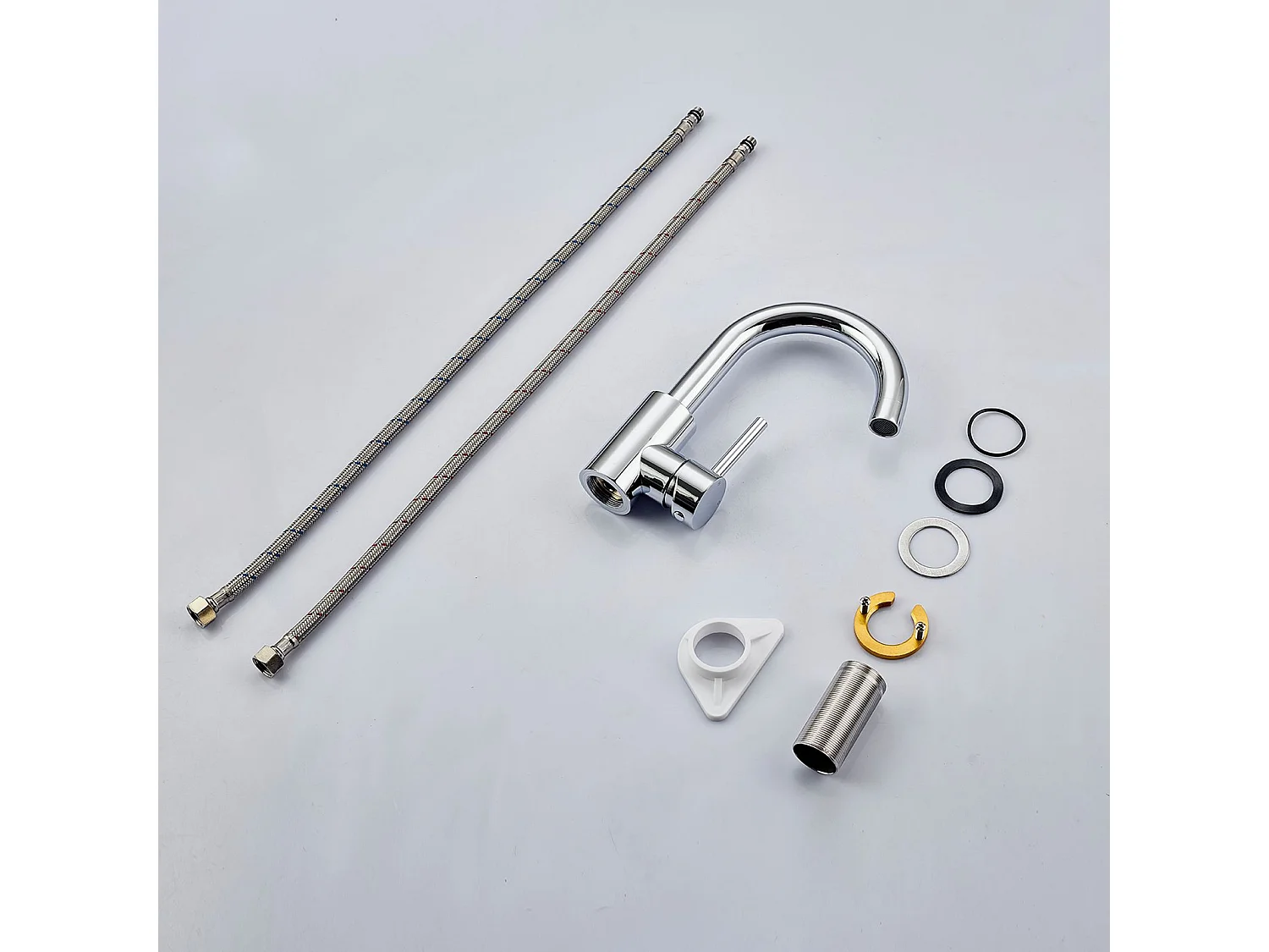 Robinet de Salle de Bain Haut en Acier Inoxydable 304 Robinet Lavabo 158mm de Hauteur, Mitigeur Monocommande Finition Chromée