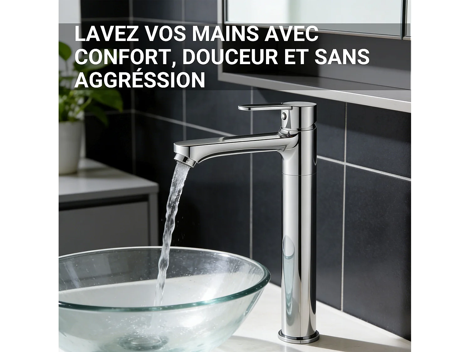 Robinet de lavabo en zinc alliage, mitigeur monocommande avec bec hauteur 232 mm, robinet de salle de bain chromé