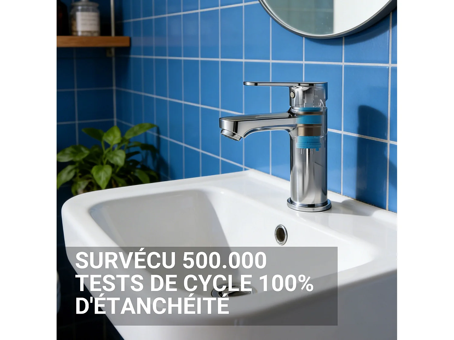 Robinet de lavabo en zinc alliage, mitigeur monocommande avec bec hauteur 76 mm, robinet de salle de bain chromé