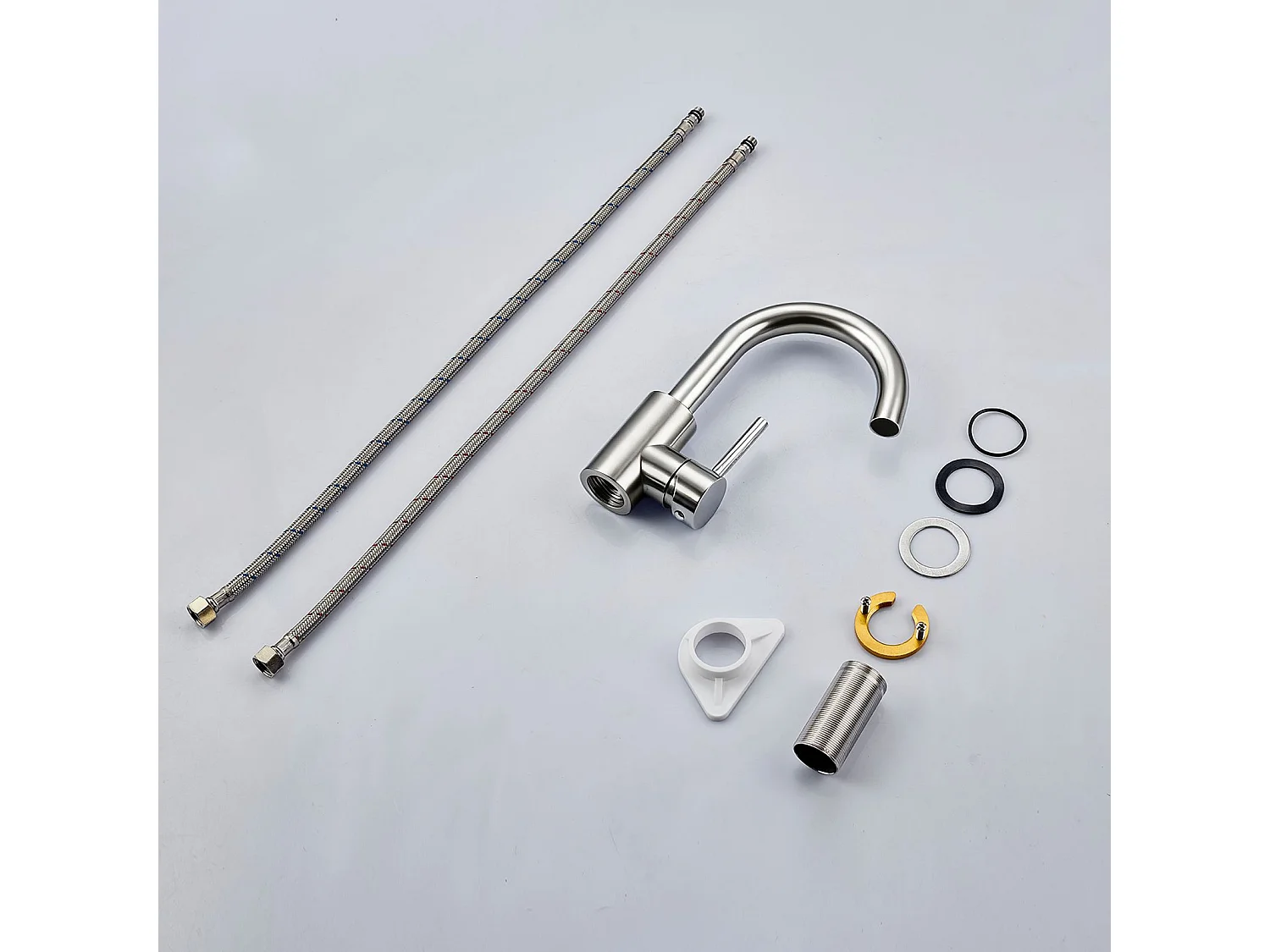 Robinet de Salle de Bain Haut en Acier Inoxydable 304 Robinet Lavabo 158mm de Hauteur, Mitigeur Monocommande Finition Brossée