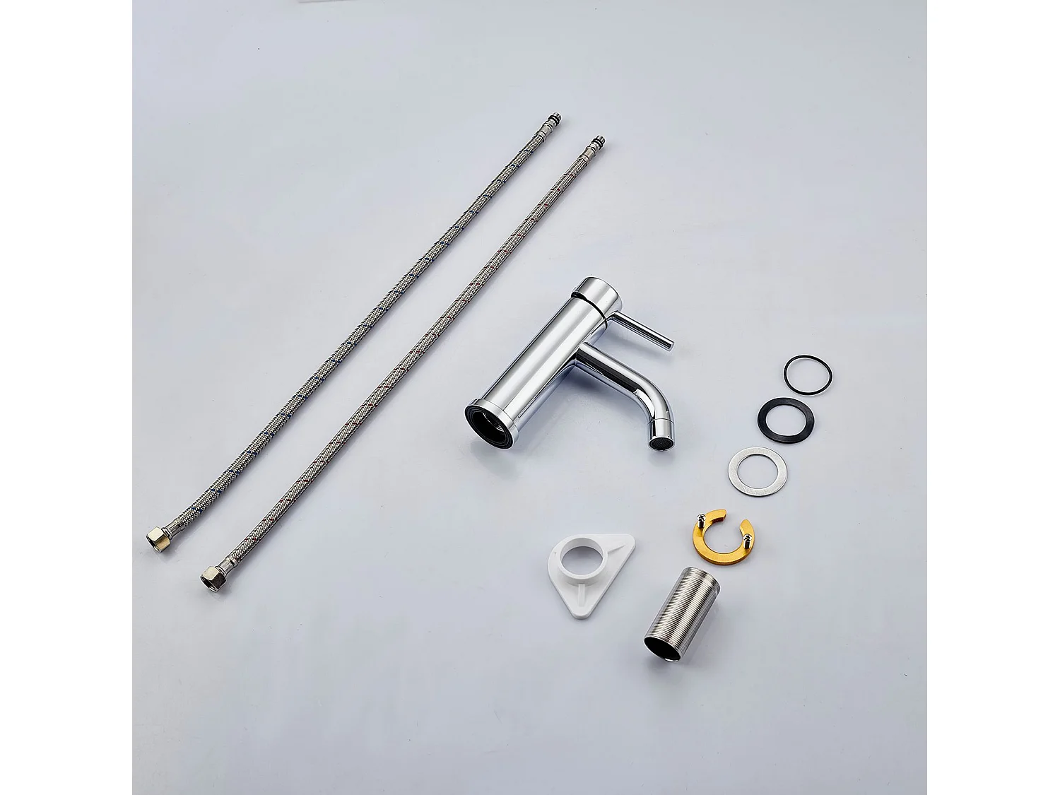 Robinet de Salle de Bain Bas en Acier Inoxydable 304 Robinet Lavabo, Mitigeur Monocommande Finition Chromée