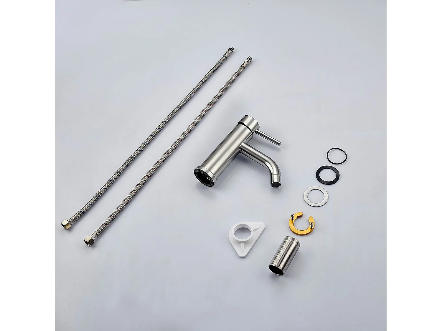 Robinet de Salle de Bain Bas en Acier Inoxydable 304 Robinet Lavabo, Mitigeur Monocommande Finition Brossée