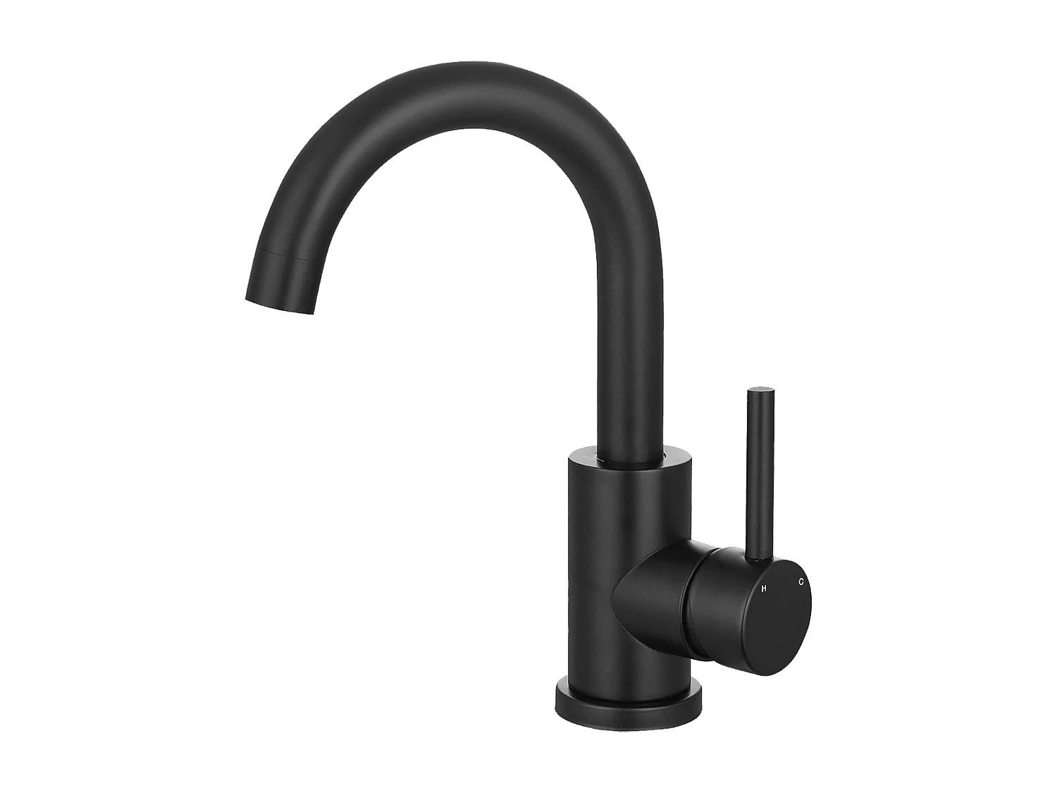 Robinet de Salle de Bain Haut en Acier Inoxydable 304 Robinet Lavabo 158mm de Hauteur, Mitigeur Monocommande Finition Noire Mate