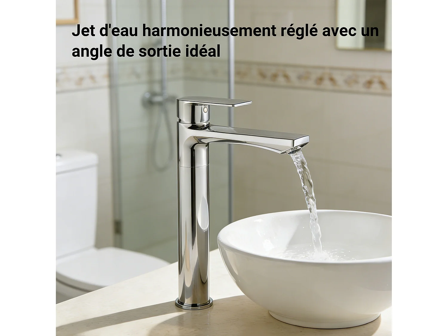 Robinet de lavabo en zinc alliage, mitigeur monocommande avec bec hauteur 242 mm, robinet de salle de bain chromé