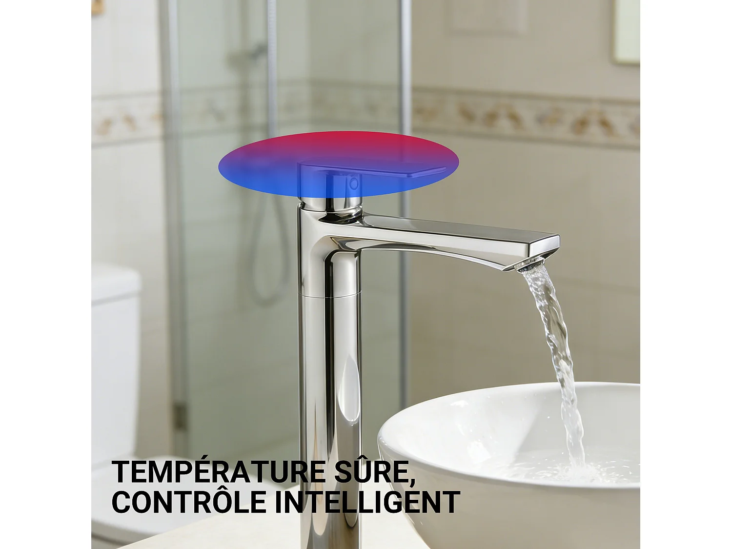 Robinet de lavabo en zinc alliage, mitigeur monocommande avec bec hauteur 242 mm, robinet de salle de bain chromé