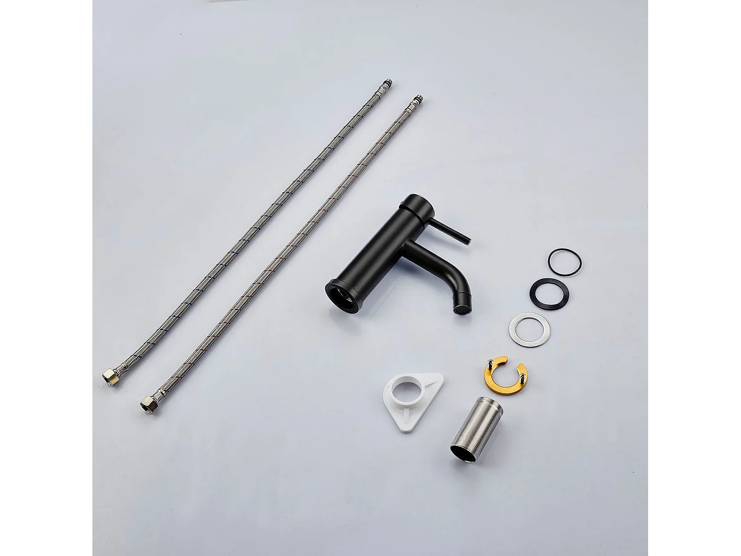 Robinet de Salle de Bain Bas en Acier Inoxydable 304 Robinet Lavabo, Mitigeur Monocommande Finition Noire Mate