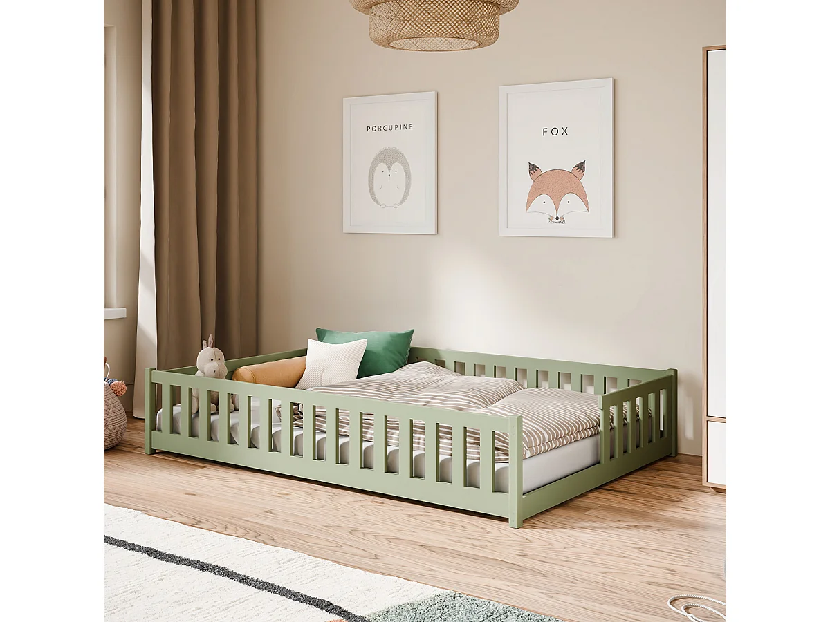 Lit au sol 140x200 sommier inclus Théa Olive