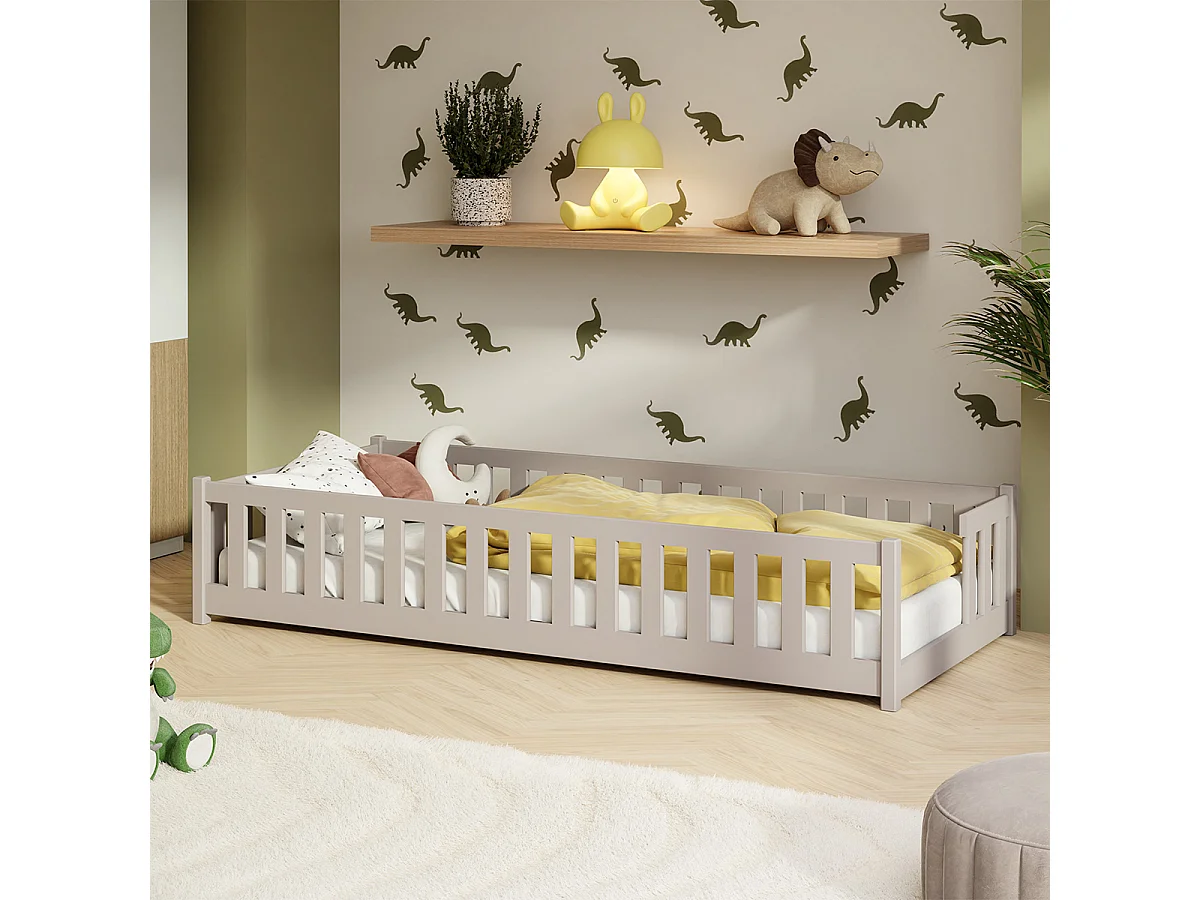 Lit au sol 90x190 sommier inclus Théa Cachemire