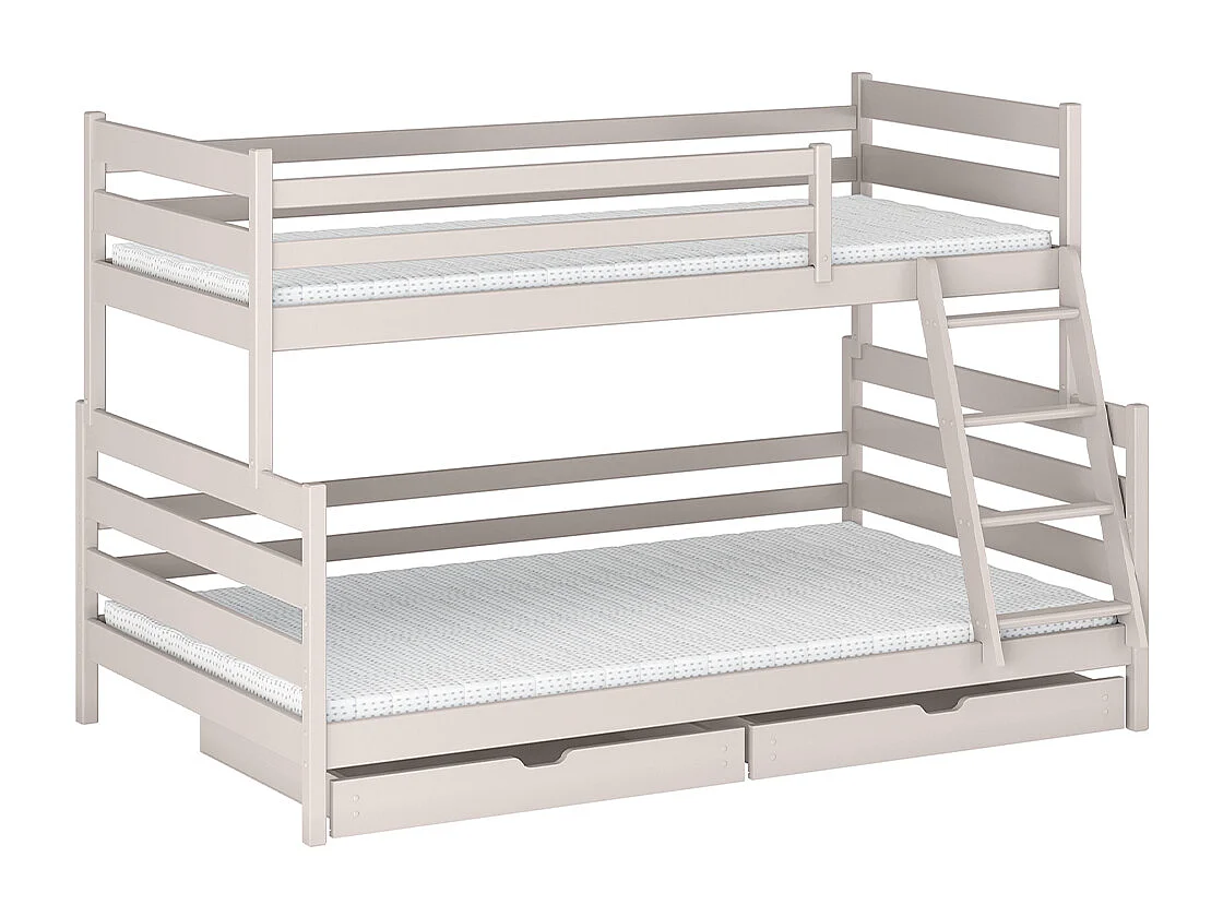 Lit superposé 90-120x200 sommiers et tiroirs inclus Léo Cachemire