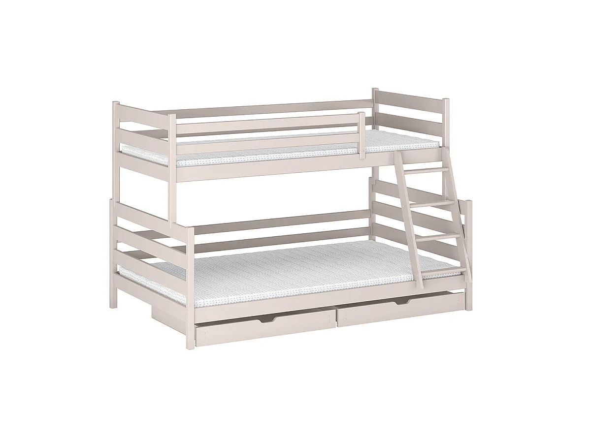Lit superposé 90-120x200 sommiers et tiroirs inclus Léo Cachemire