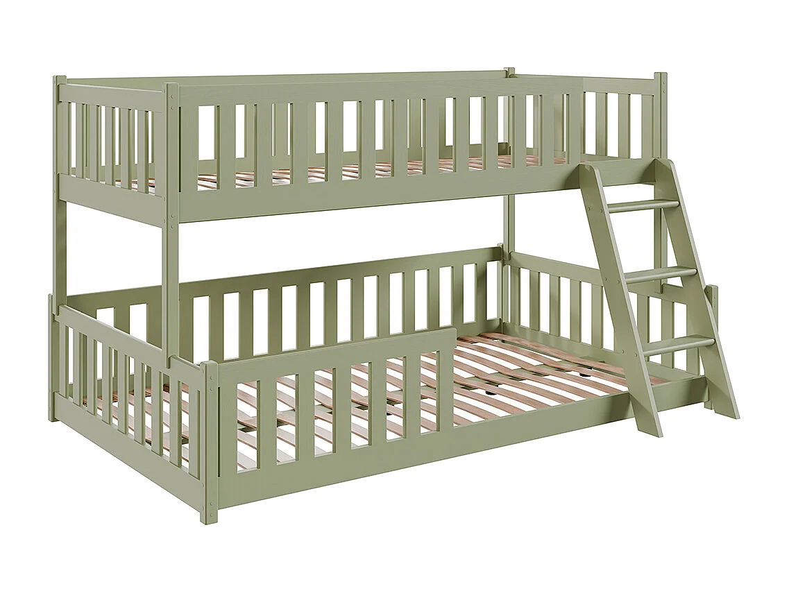 Lit superposé 90-120x200 au sol sommiers inclus Léane Olive