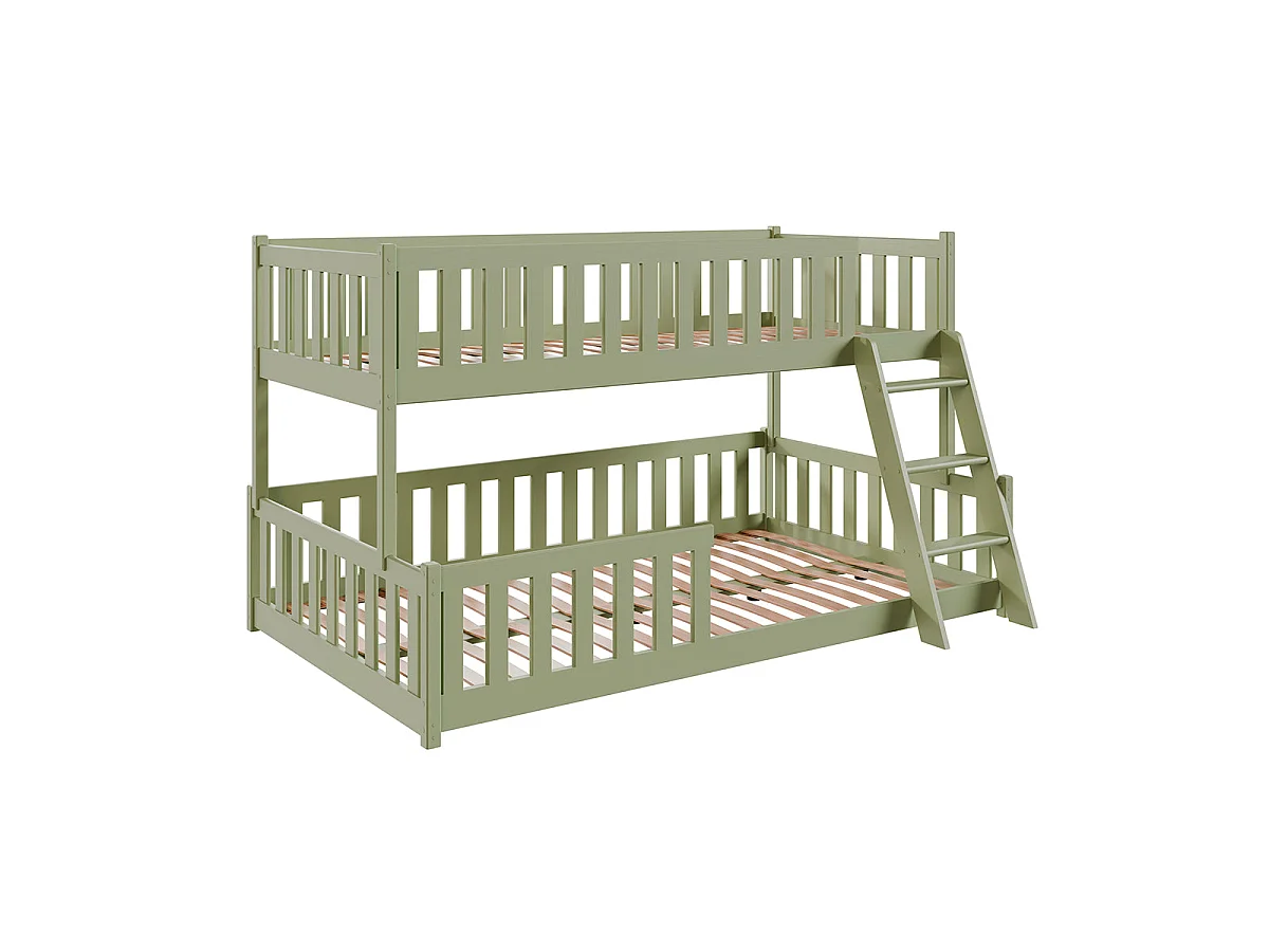 Lit superposé 90-120x200 au sol sommiers inclus Léane Olive