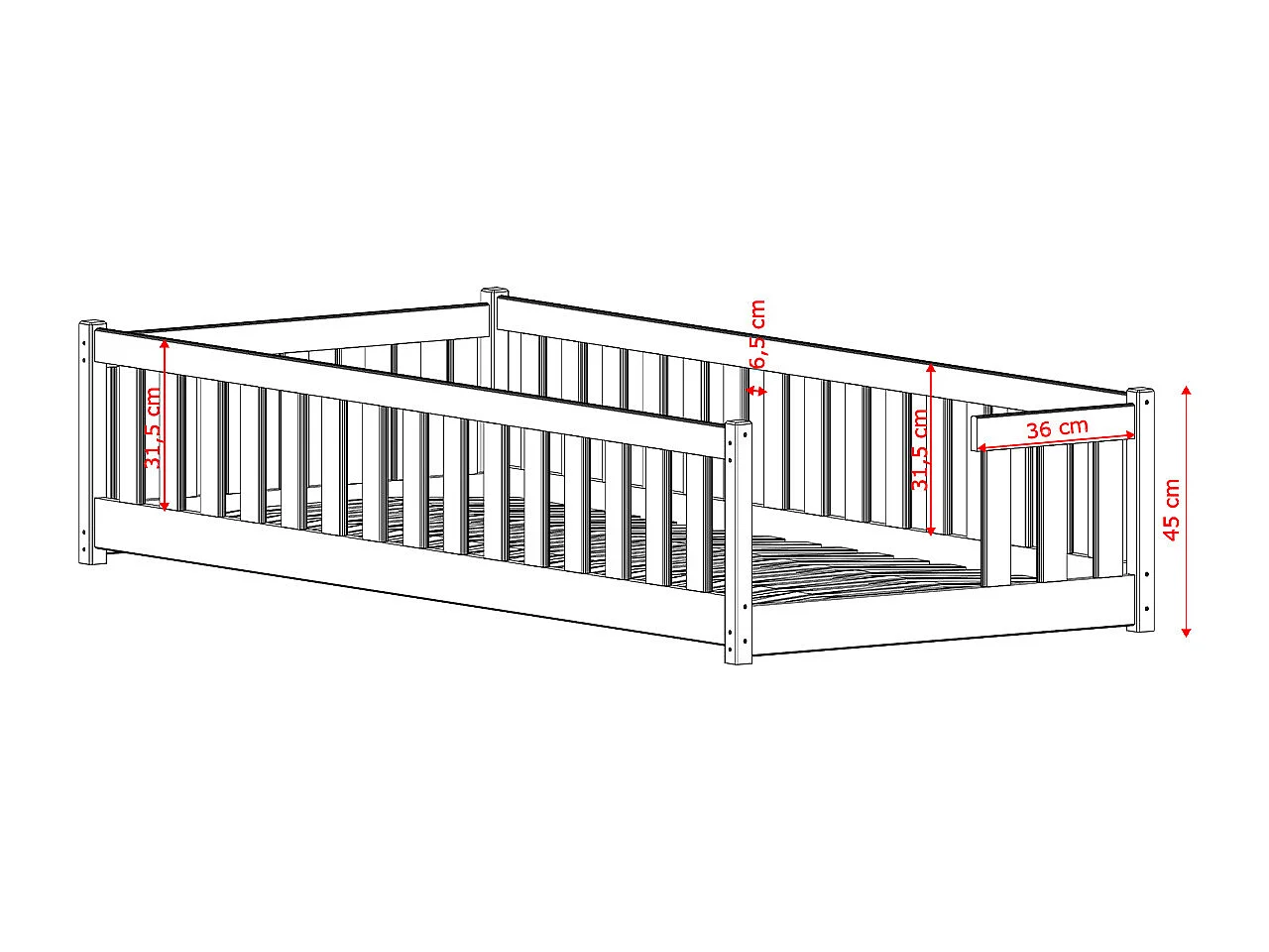 Lit au sol 90x190 sommier inclus Théa Olive