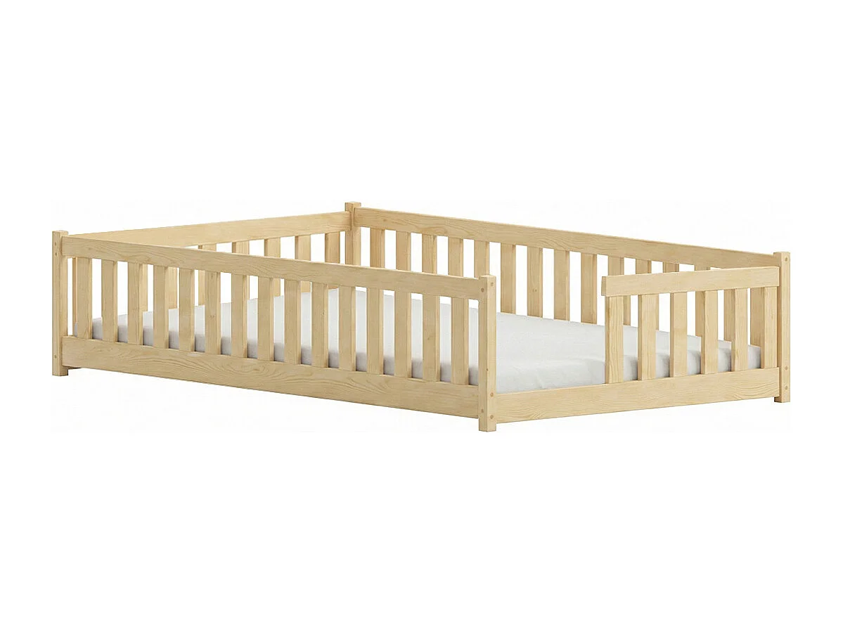 Lit au sol 120x200 sommier inclus Théa Bois