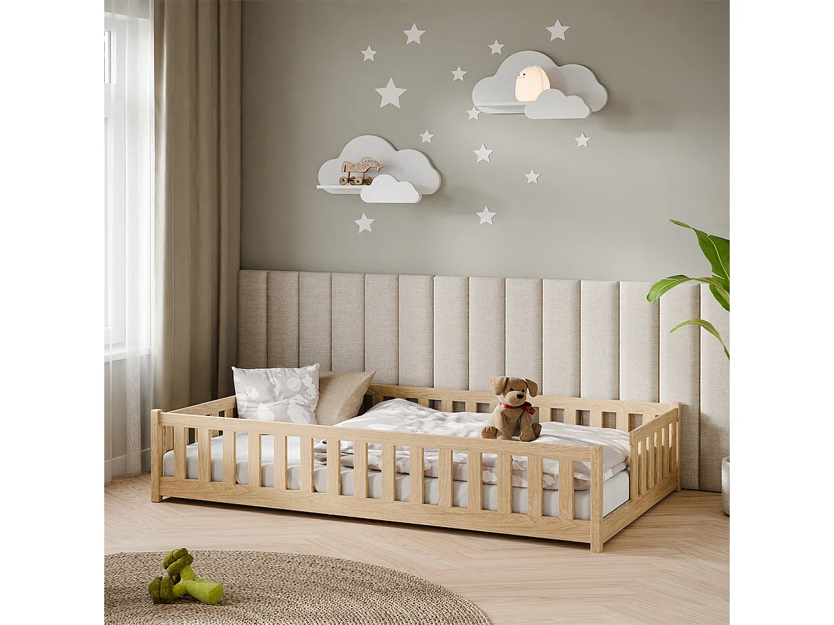 Lit au sol 120x200 sommier inclus Théa Bois