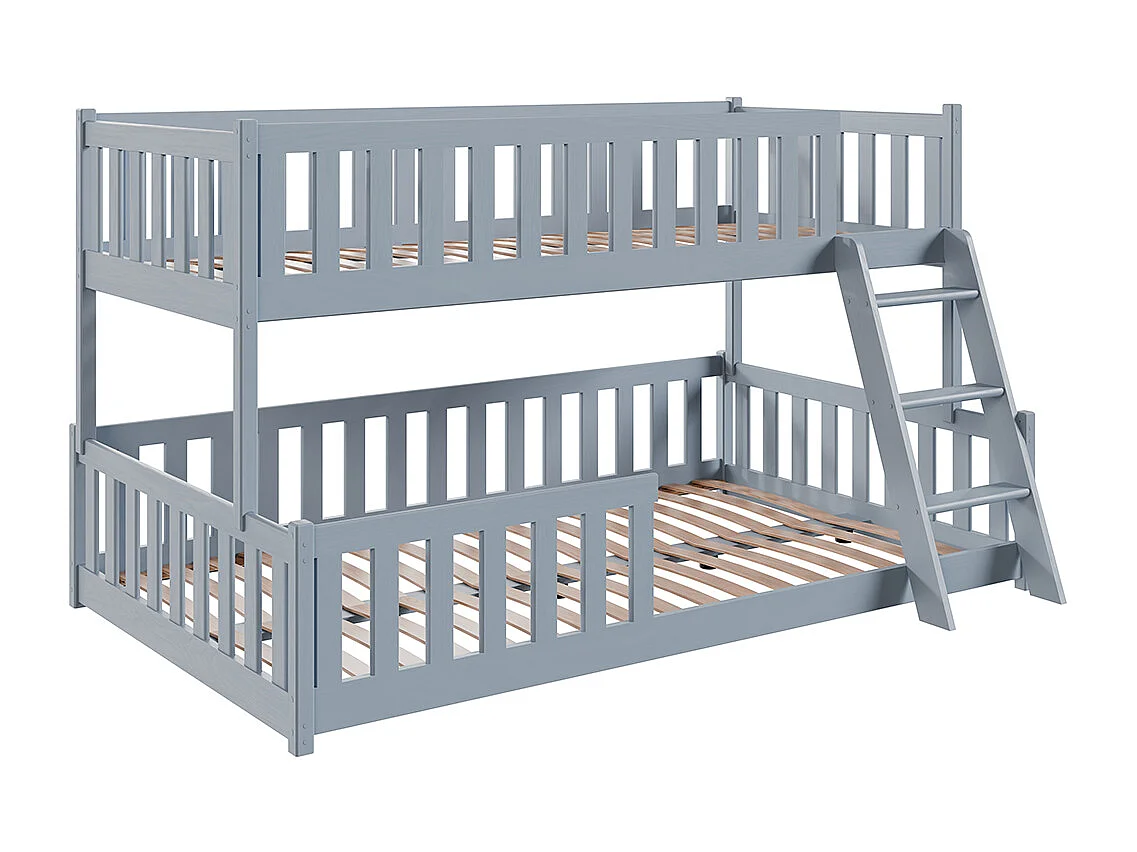 Lit superposé 90-120x200 au sol sommiers inclus Léane Gris