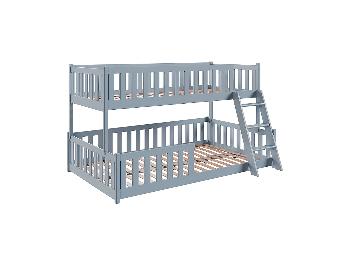 Lit superposé 90-120x200 au sol sommiers inclus Léane Gris