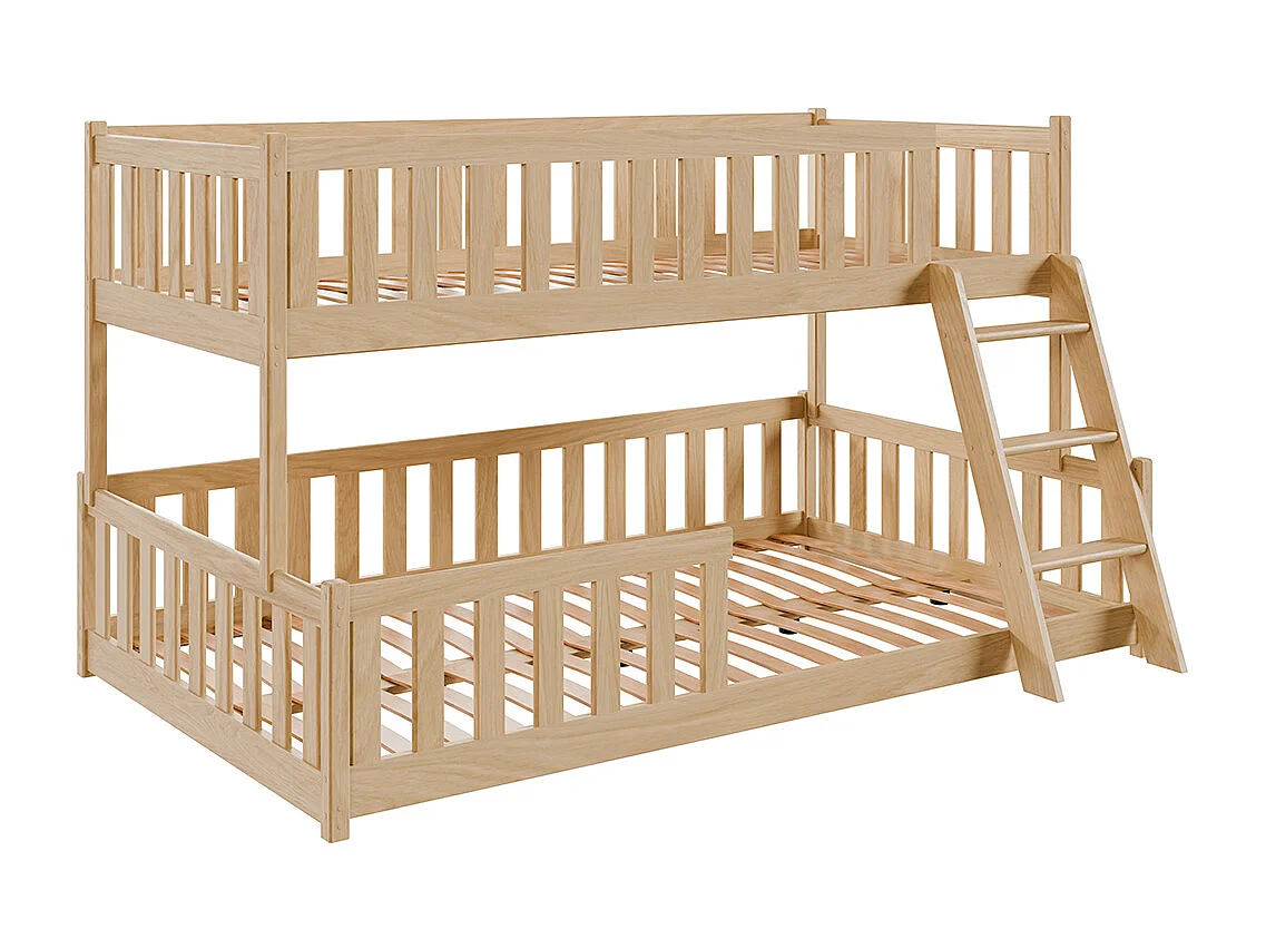 Lit superposé 90-120x200 au sol sommiers inclus Léane Bois