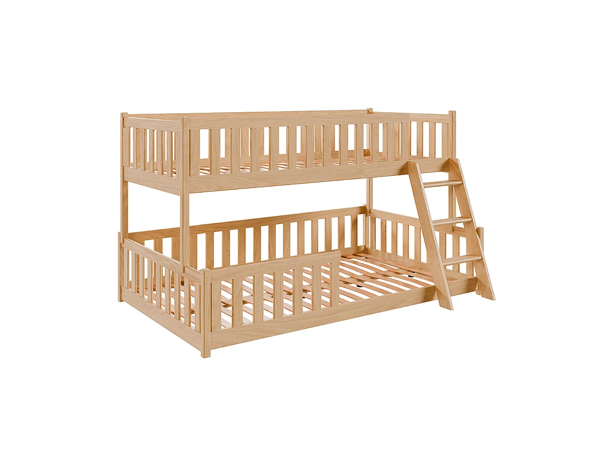 Lit superposé 90-120x200 au sol sommiers inclus Léane Bois