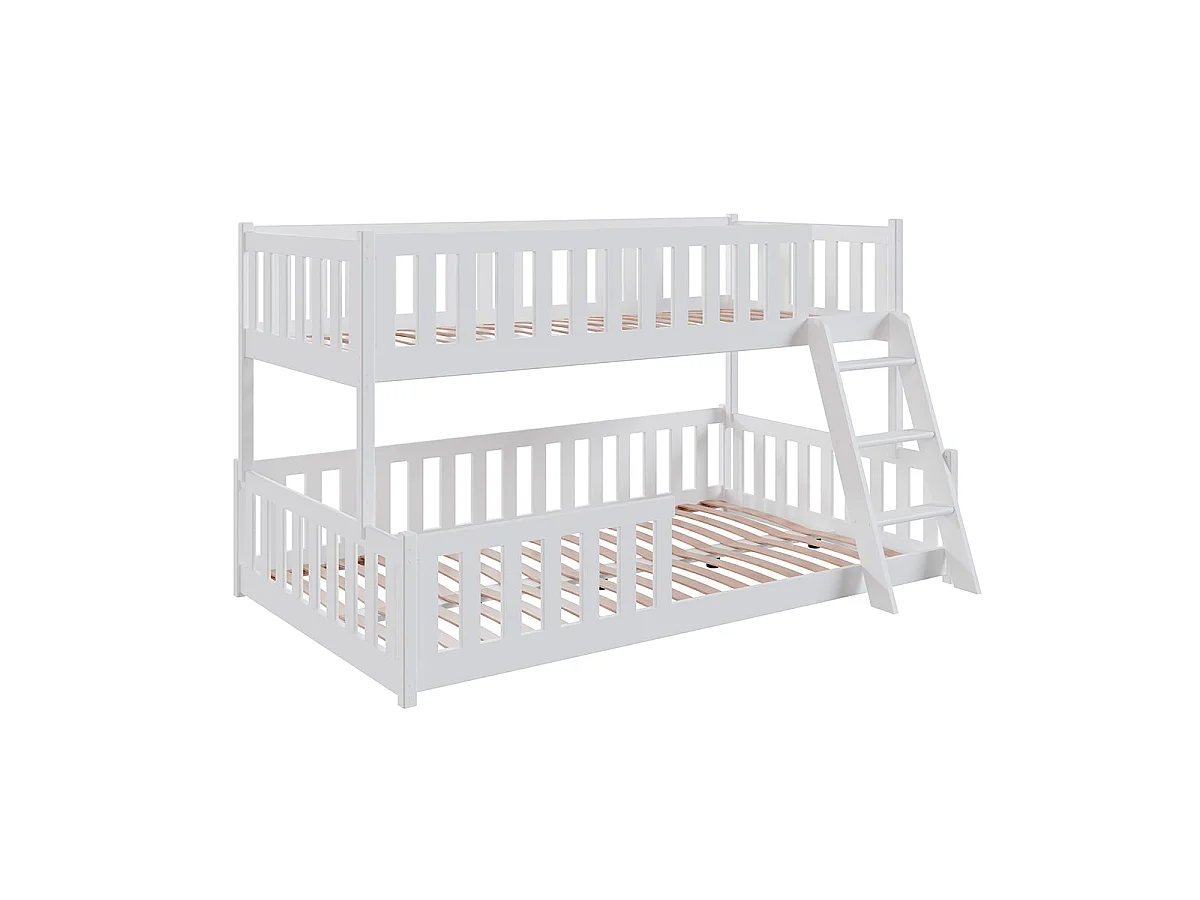 Lit superposé 90-120x200 au sol sommiers inclus Léane Blanc