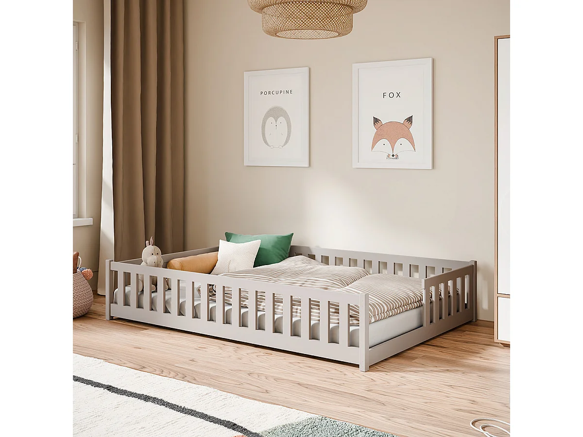 Lit au sol 140x200 sommier inclus Théa Cachemire