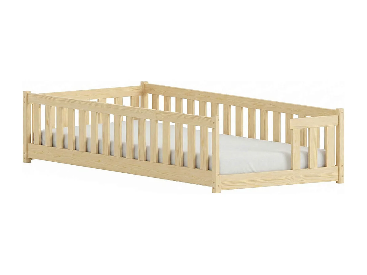 Lit au sol 90x190 sommier inclus Théa Bois