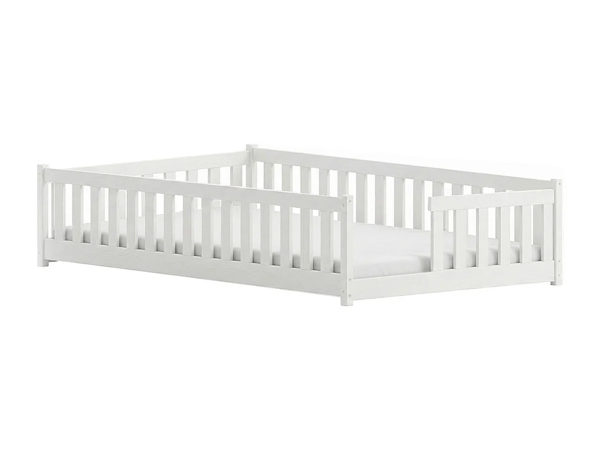 Lit au sol 120x200 sommier inclus Théa Blanc