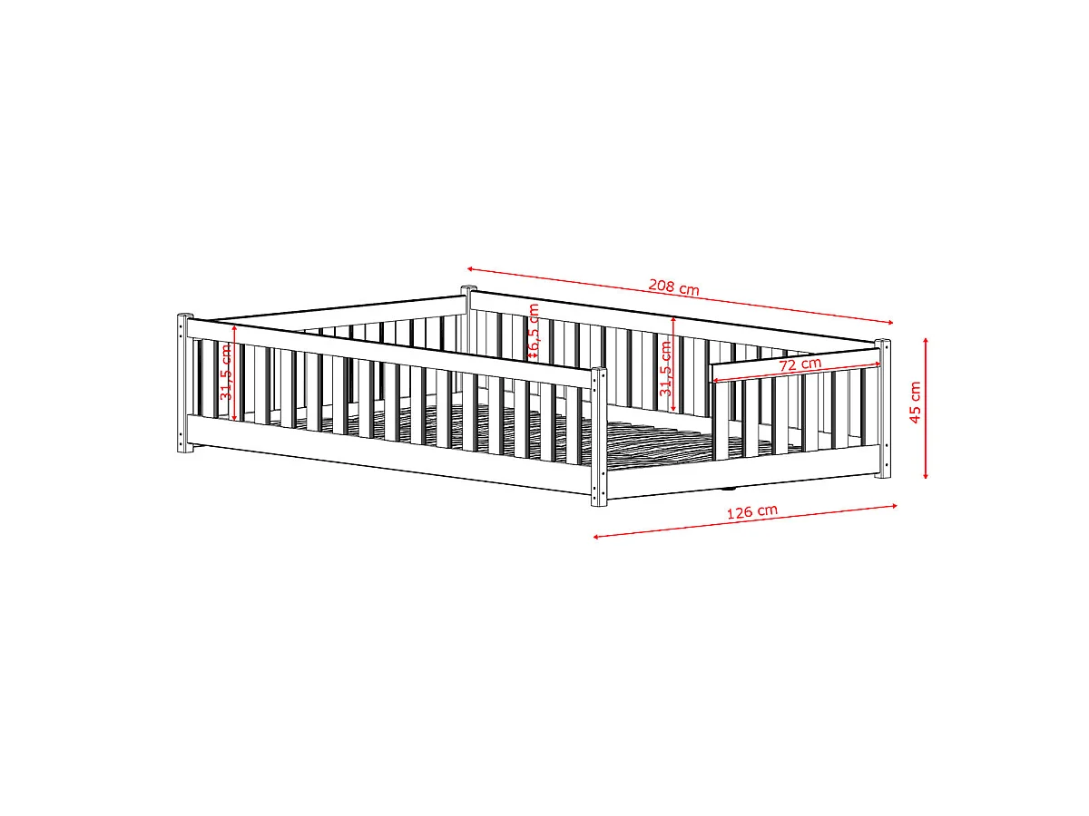 Gulvseng 120x200 lamelbund inkluderet Théa Hvid